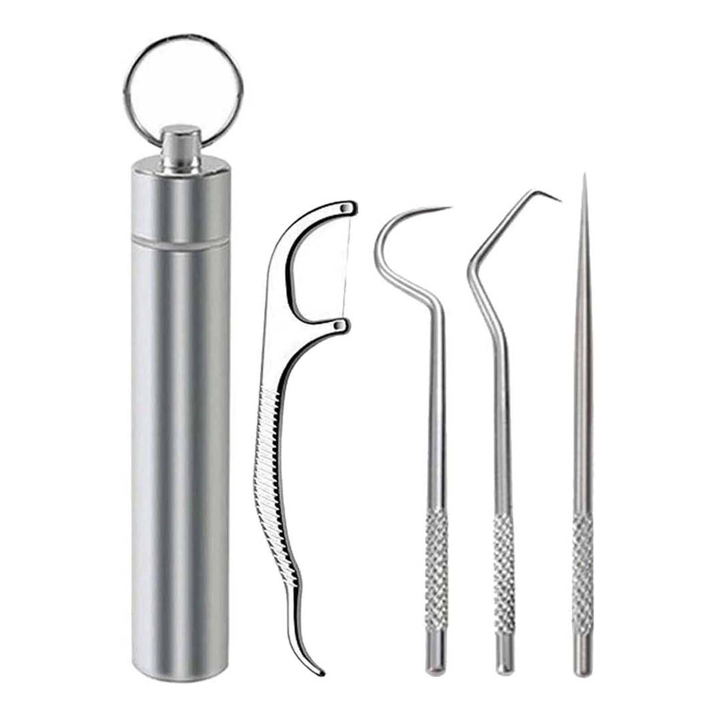 Buodes Summer Saving Clearance 304 Metal Tooth Picking Tool Stainless Steel Toothpick Portable Oral Tooth Cleaning Tool Set