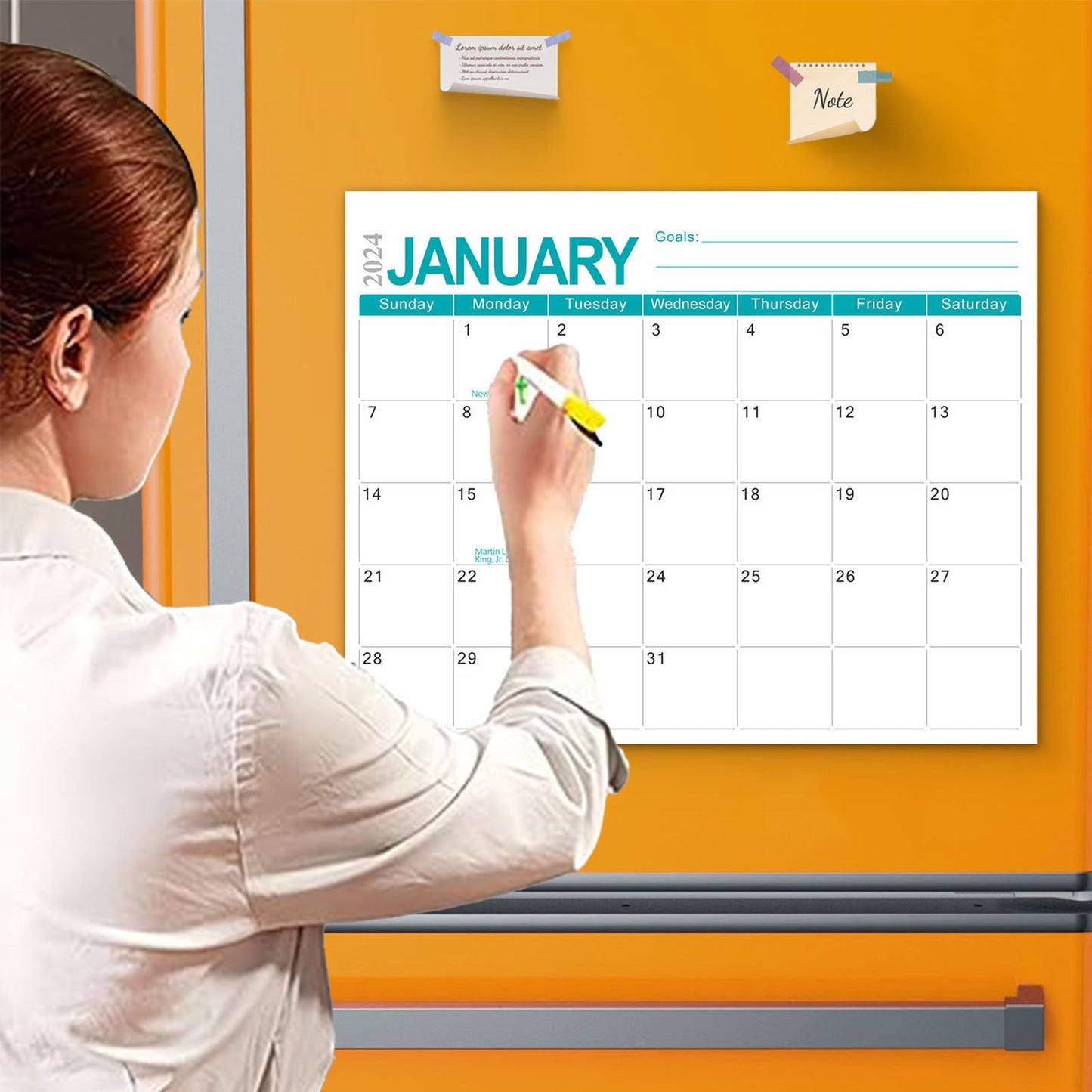 CELNNCOE 2024 Wall Calendar,2024 Calendar 18 Months English Magnetic Refrigerator Magnet Calendar Month Plan