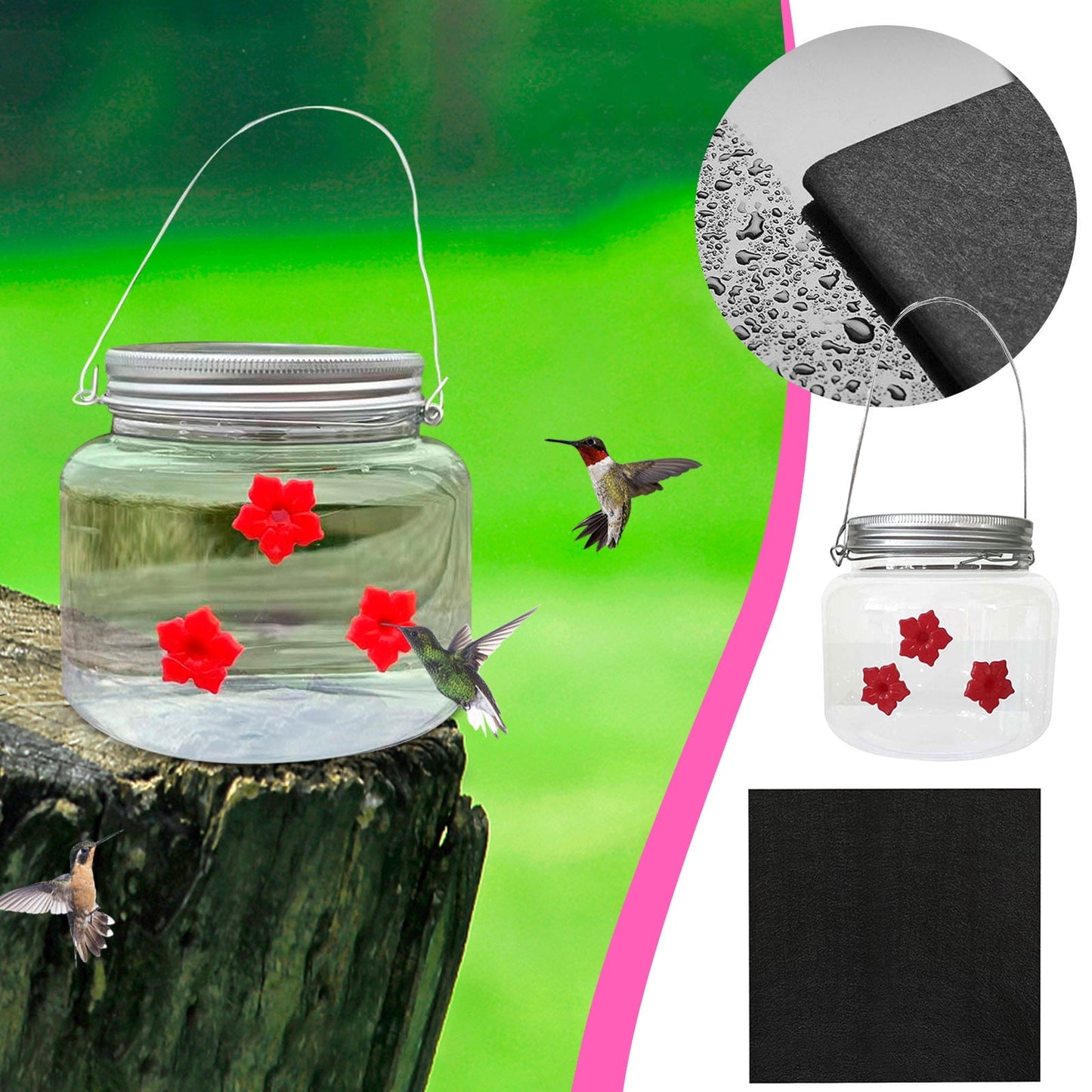 CELNNCOE Bird Feeders for Outdoors,Hummingbird Feeder, Portable Hanging Outdoor Hummingbird Feeder Clear Flowing Reservoir Design Hummingbird Feeder For Garden Yard Patio Decoration 500ml