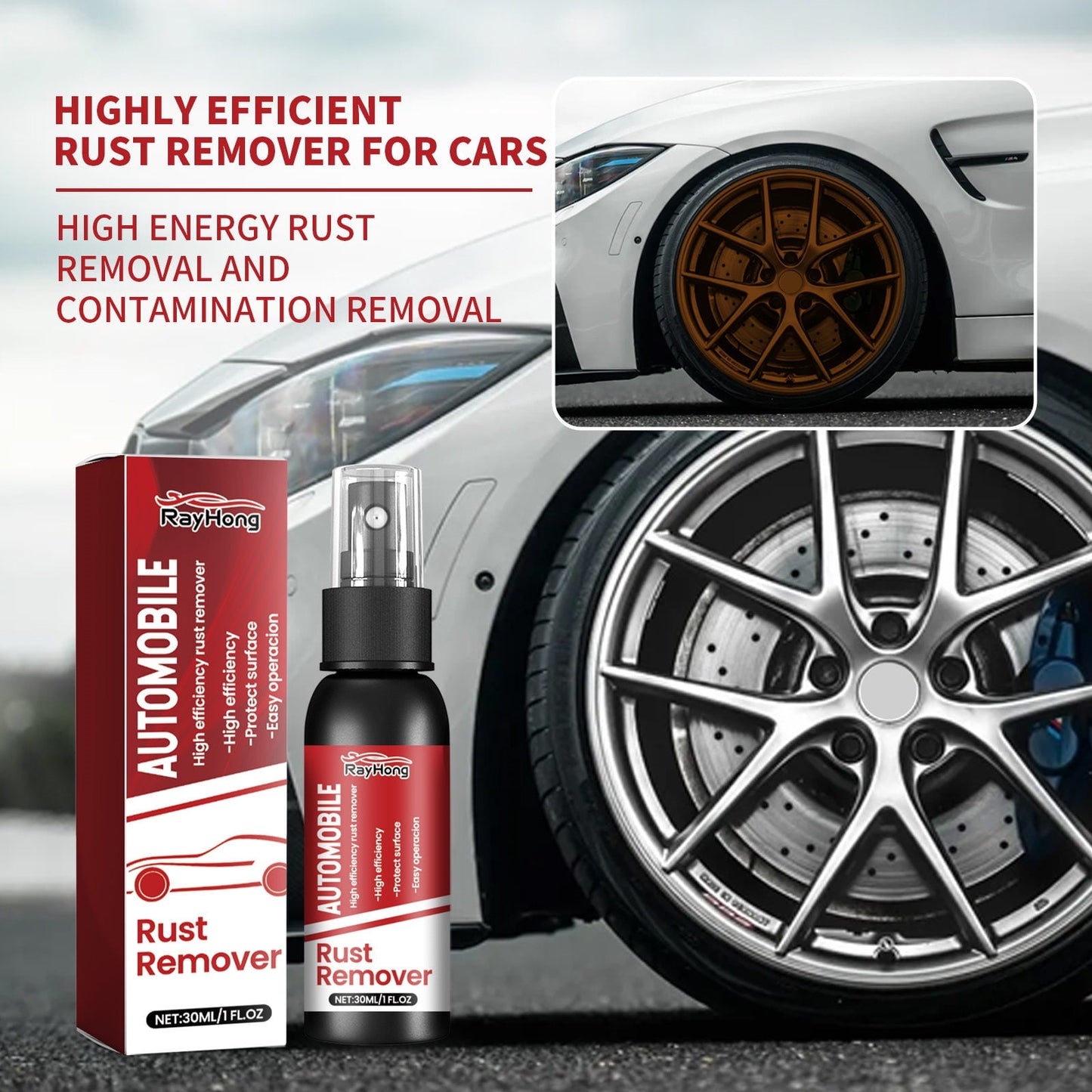 CELNNCOE Car Rust Remover Multipurpose Car Rust Remover Metal Surface Paint Car Cleaning Rust Remover Car Cleaning Supplies 30ml,Mothers Day Gifts,red,Free Size