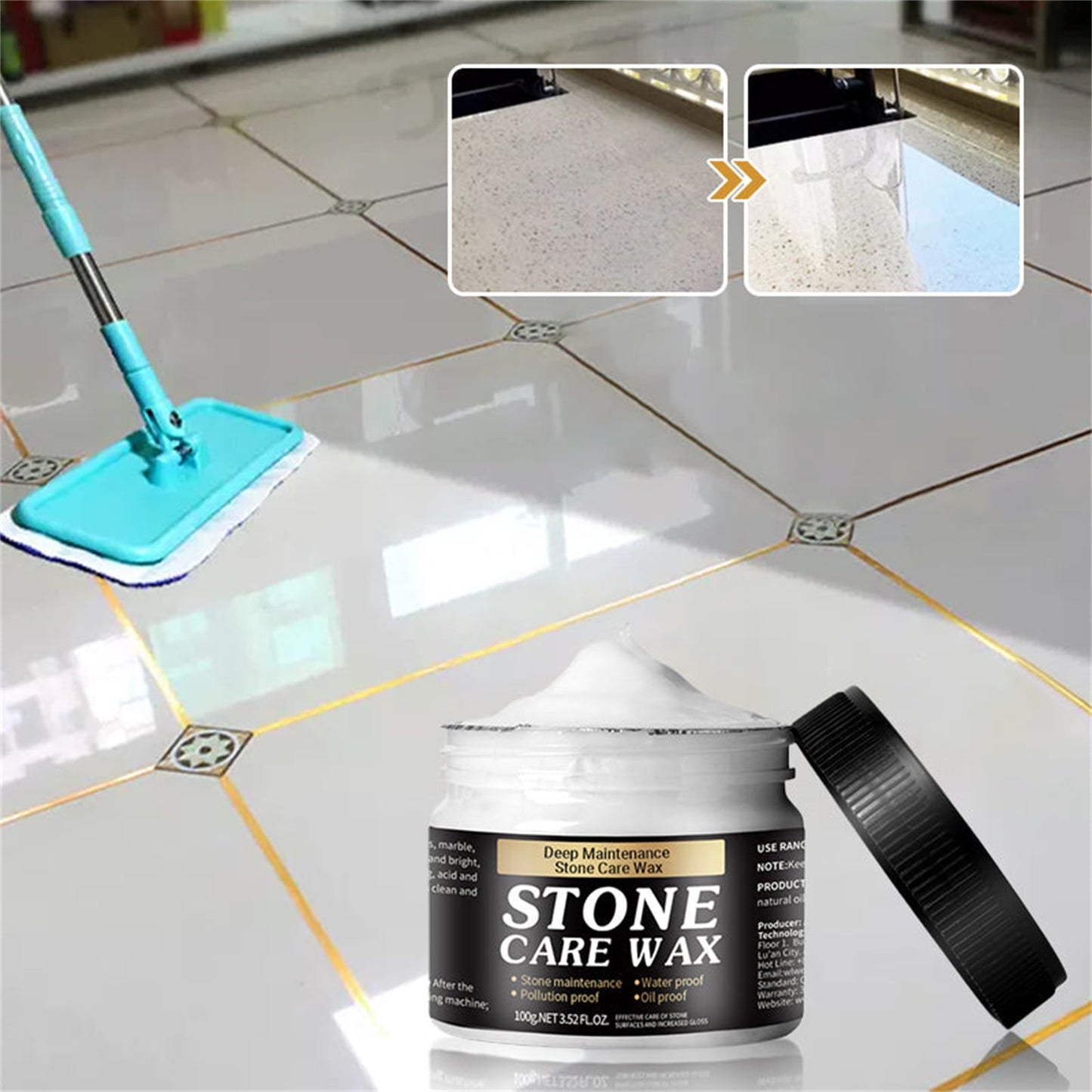 CELNNCOE Cleaner and Polish Care Wax - Stone Polishing Wax Stone Maintenance Polishing Floor Wax,Restores Shine and Nourishes Stone Surfaces - Suitable for Countertops for Long-lasting Brilliance
