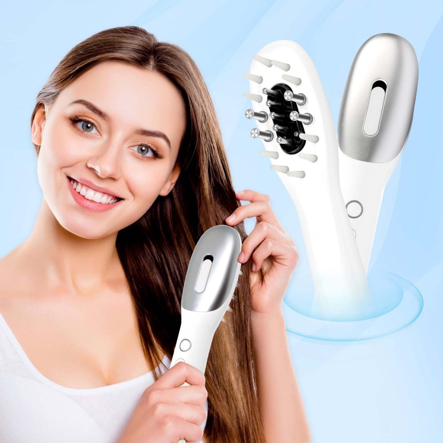 CELNNCOE Electric Hair Oil Applicator With Red Light 3 In 1 Scalp Massager Comb Handheld Head Scratcher Massager Brush Removable Scalp Applicator Comb With Soft,Massager,white,Free Size