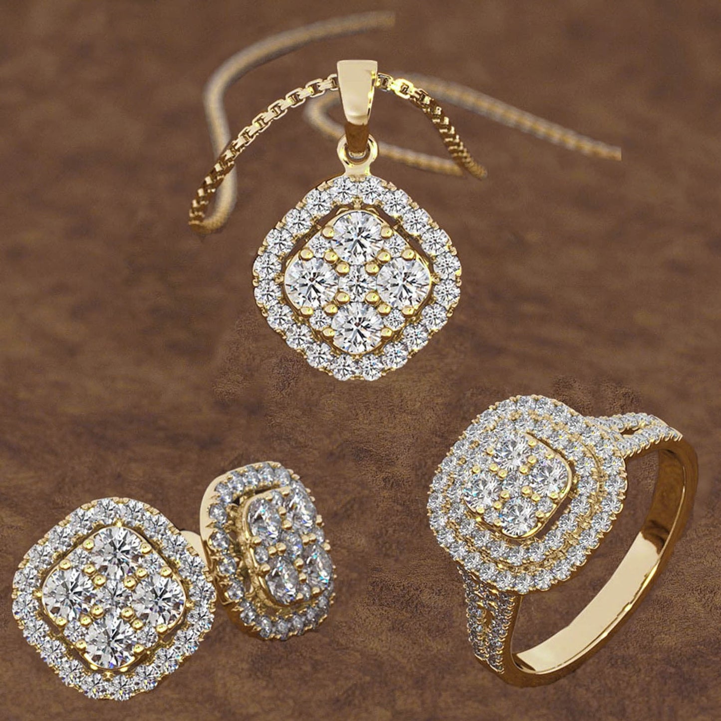 CELNNCOE Ladies Fashion Diamond Necklace Earrings Three-piece Set,Mothers Day Gifts
