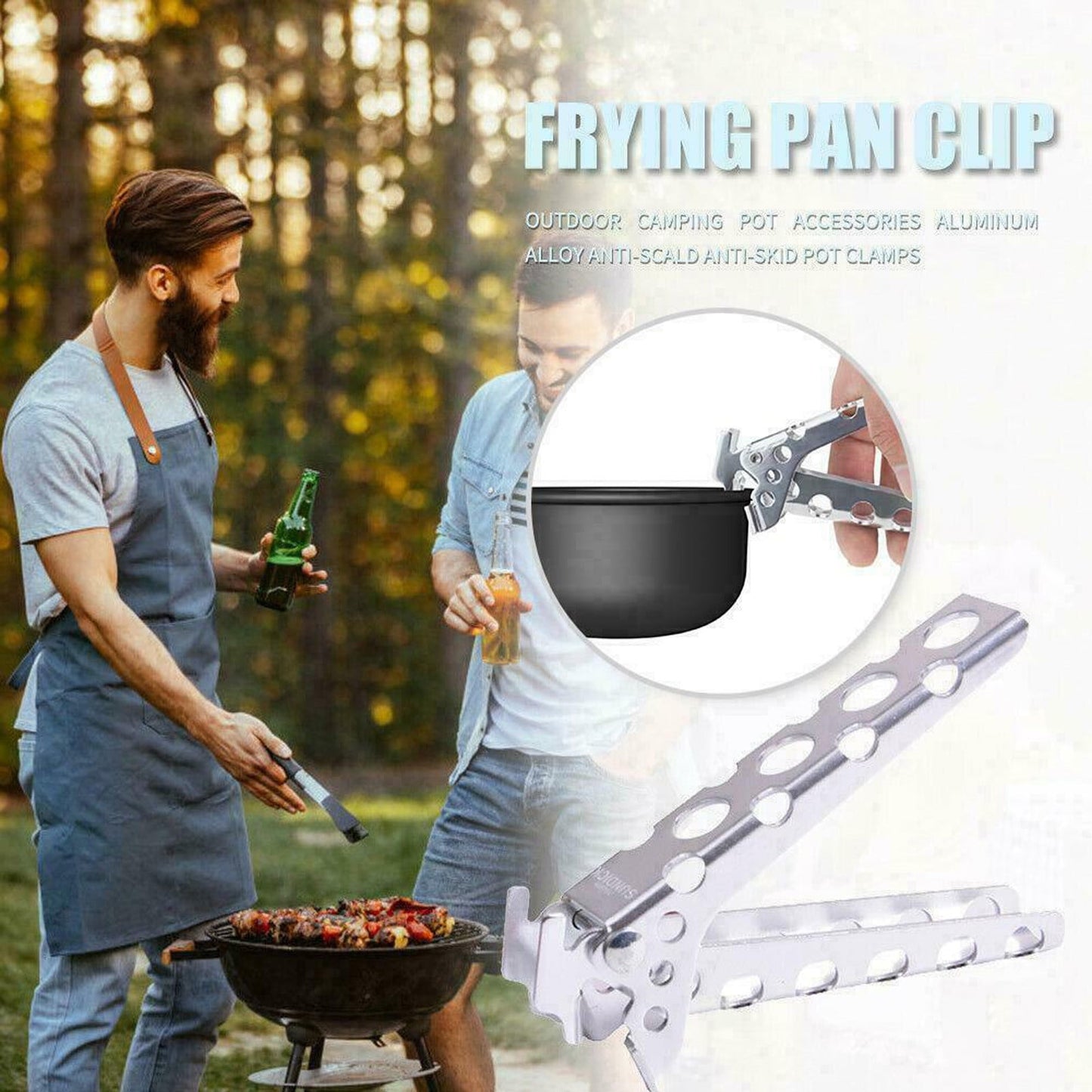 CELNNCOE Picnic Cookware Outdoor Camping Clamp Aluminum alloy Pot Pan Clip,Picnic Accessories,Silver