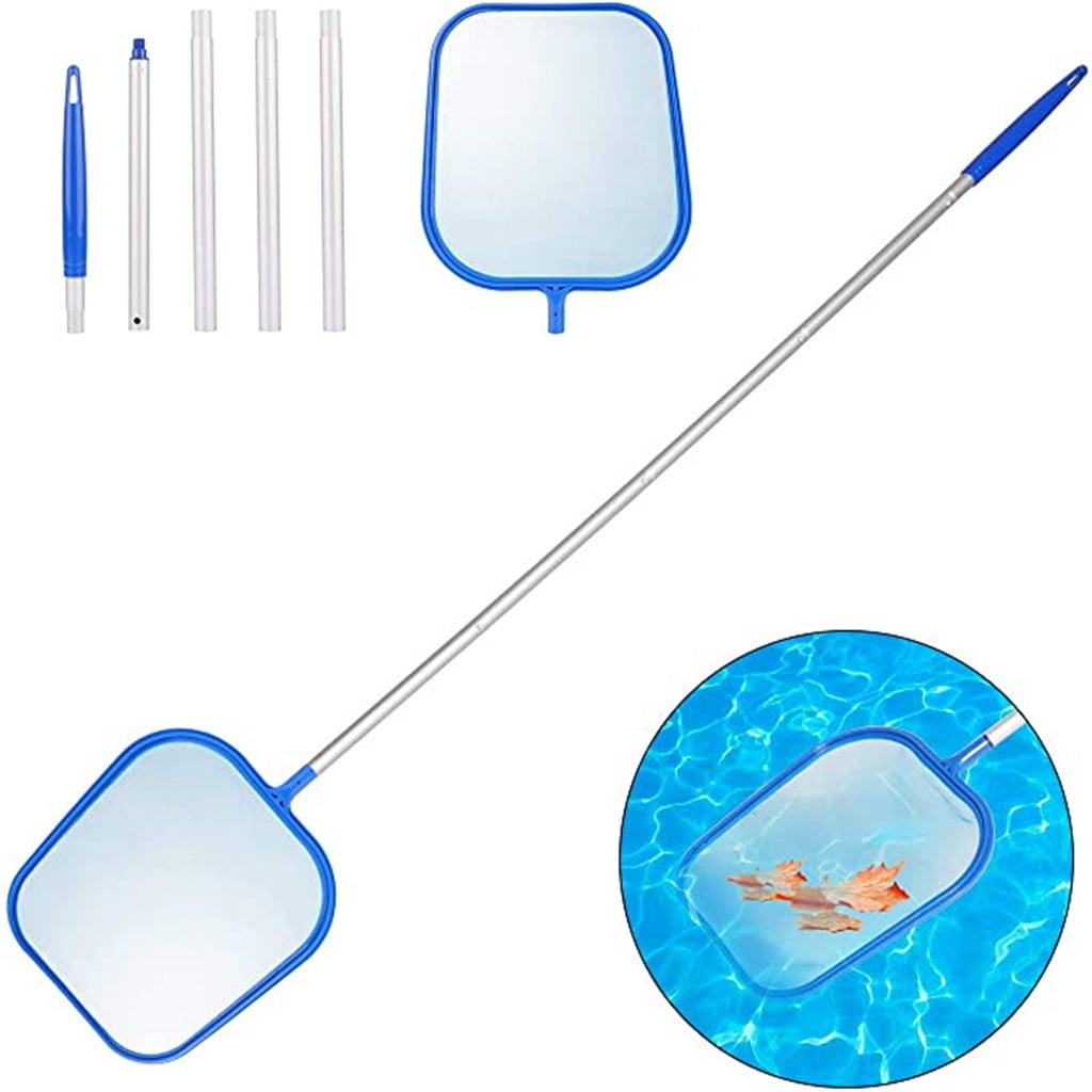 CELNNCOE Pool Nets for Cleaning, Leaf Rake Mesh Frame Net Skimmer Cleaner Swimming Pool Tool,Blue 60inch