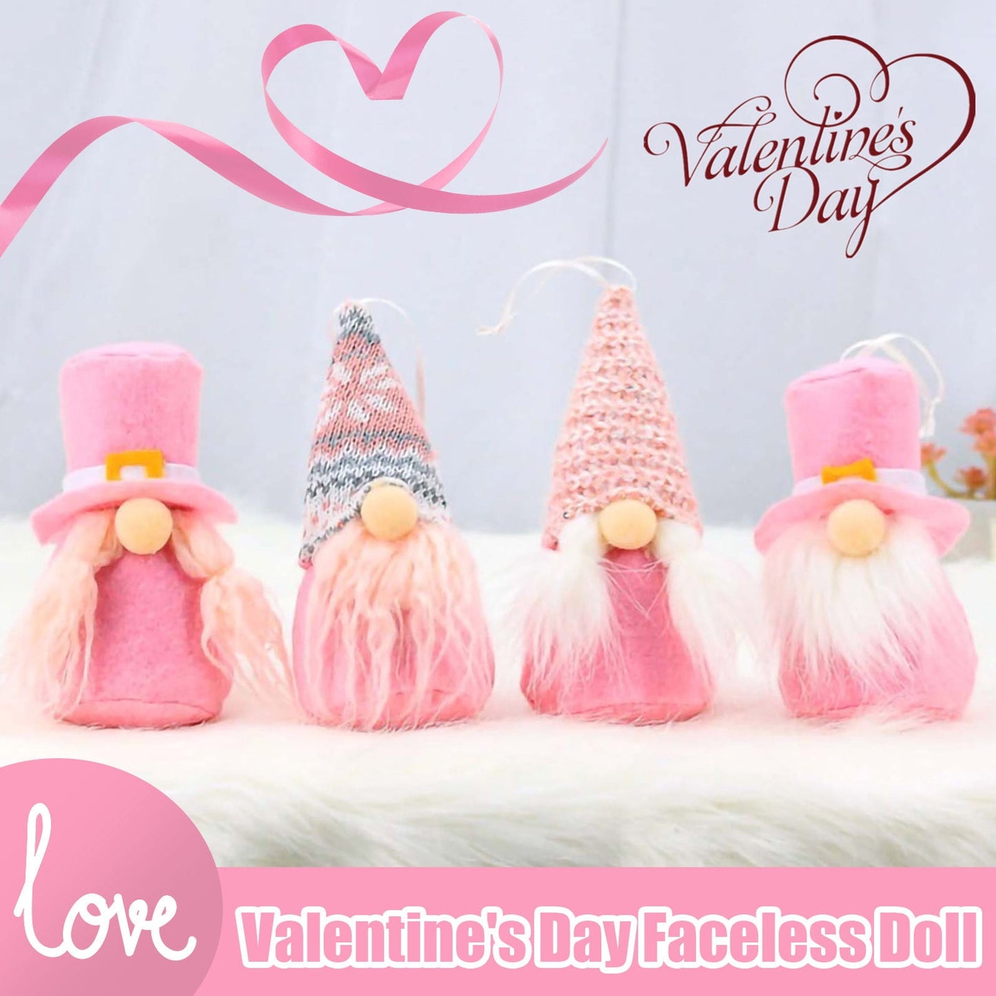 CELNNCOE Valentine's Gnomes Decor,4PCS Valentine's Day Creative Plush Faceless Doll Decoration Ornaments Present