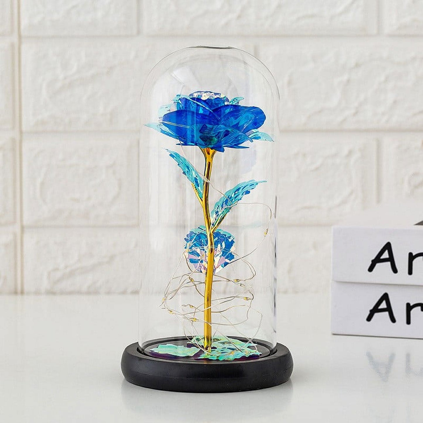 CELNNCOE Valentines Day Gifts-Christmas Rose Gifts For Women Glass Rose Artificial Flower Decoration Rose In Glass Dome Galaxy Flower Gift For Mom Wife Girlfriend Birthday Anniversary Thanks