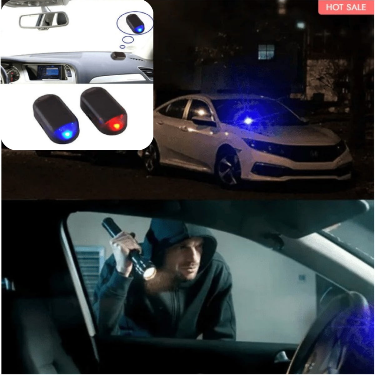 Car Security Car Solar Light,-Car Alarm System With Motion Sensor,Car Solar Power Simulated Dummy Alarm, Anti-Theft Led Flashing Security, Automotive Warning Safety Light With Usb Charging Port