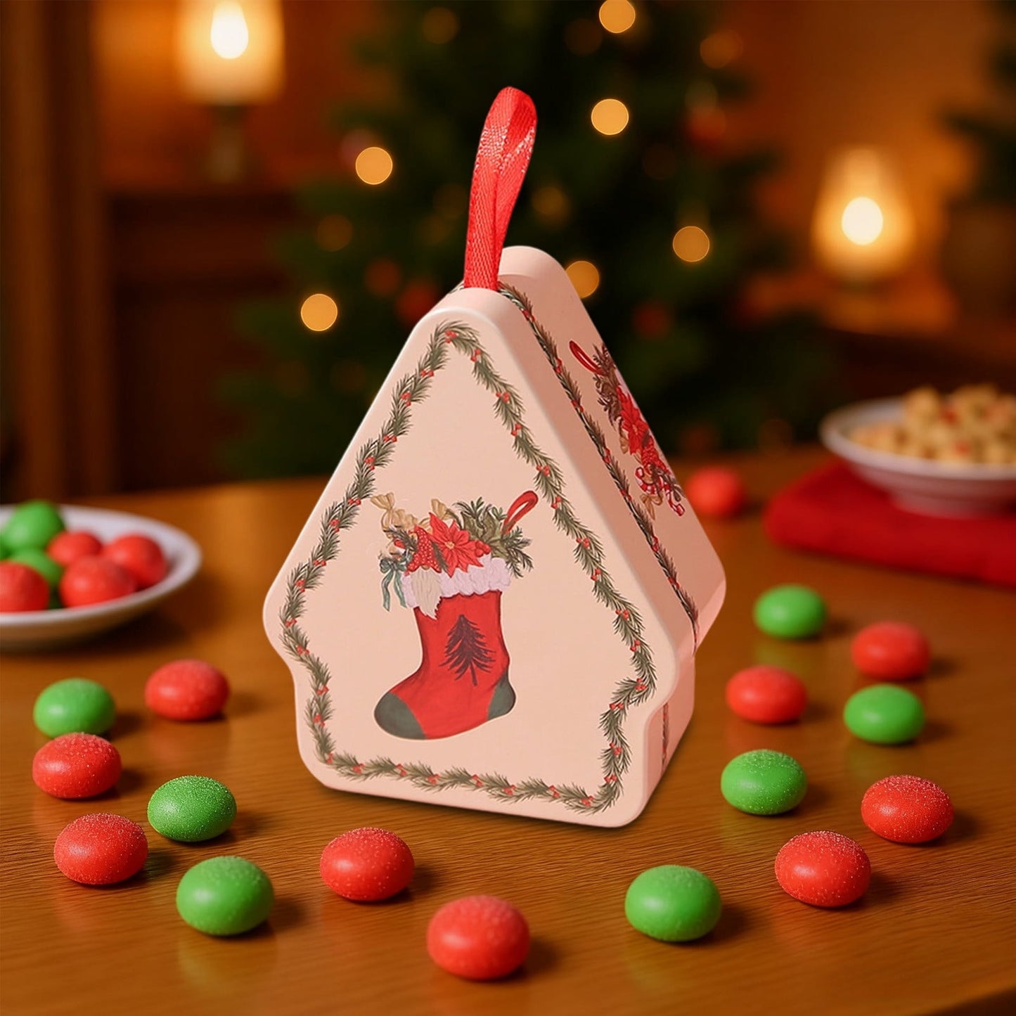 Christmas Cookie Boxes,Candy Cookie Tins With Lids For Gift Giving,Christmas Candy Tins With Lids,Christmas Themed Santa Claus Metal Storage Tin,Decorative Candy Cookies Box For Holiday Gift Giving