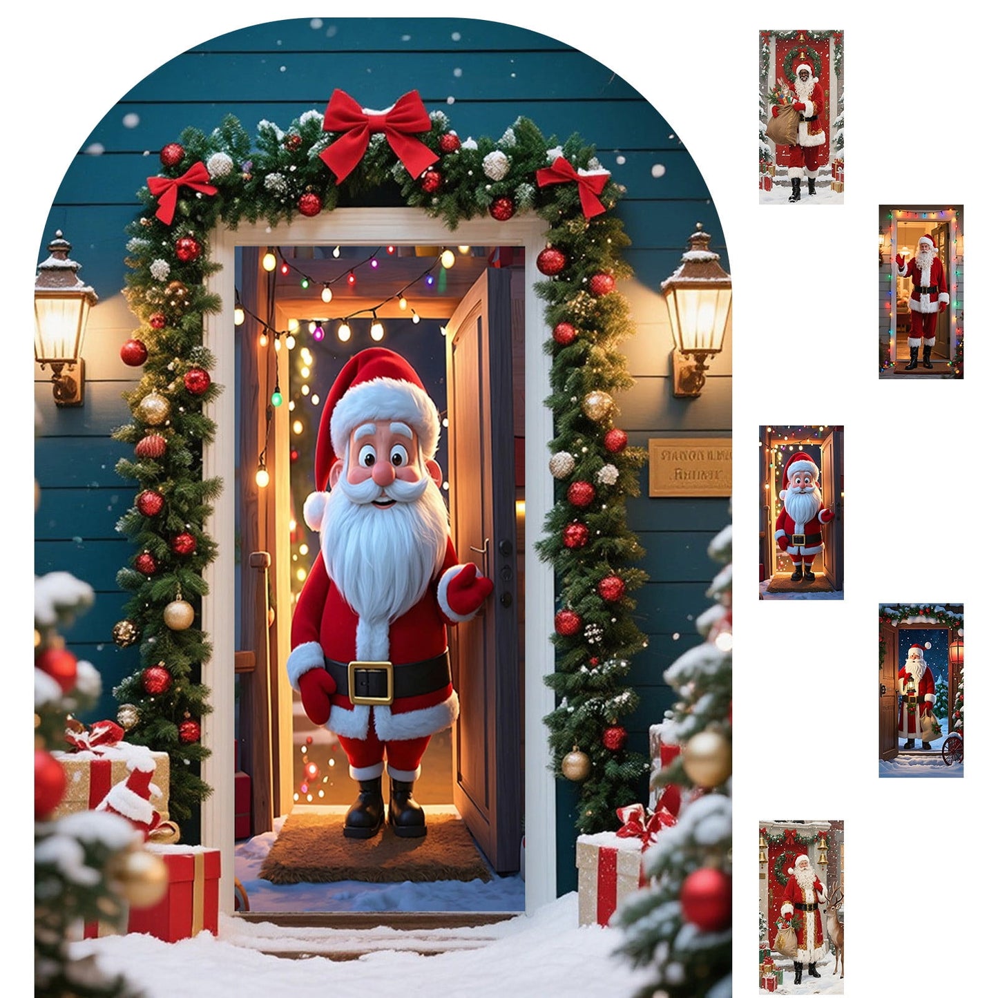 Christmas Door Cover 185*90/180*90Cm,Christmas Door Curtain Ensigns Outdoor Photo Christmas Day Party Elves Celebration Decoration Background Hanging Decoration Hanging Fabric