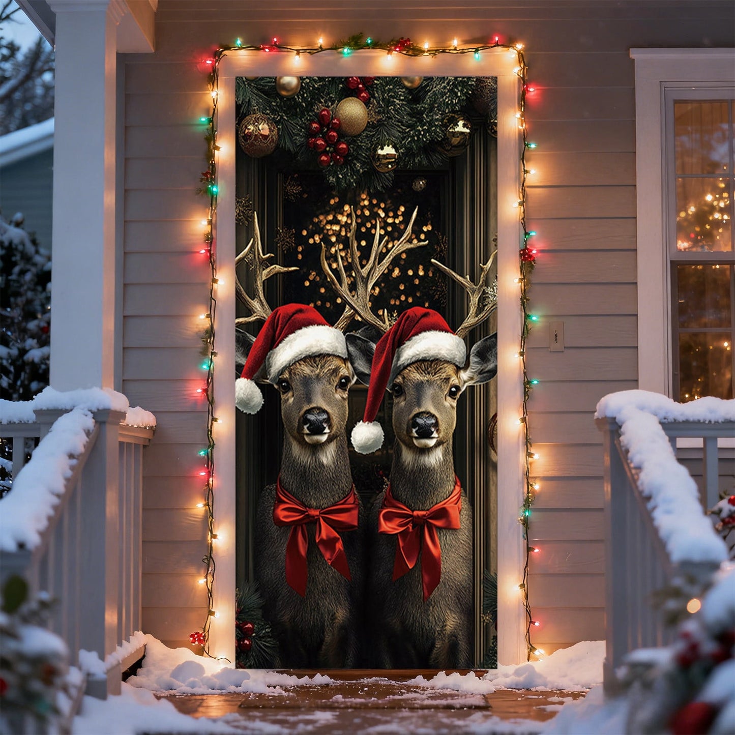 Christmas Door Cover 185*90/180*90Cm,Christmas Door Curtain Ensigns Outdoor Photo Christmas Day Party Elves Celebration Decoration Background Hanging Decoration Hanging Fabric