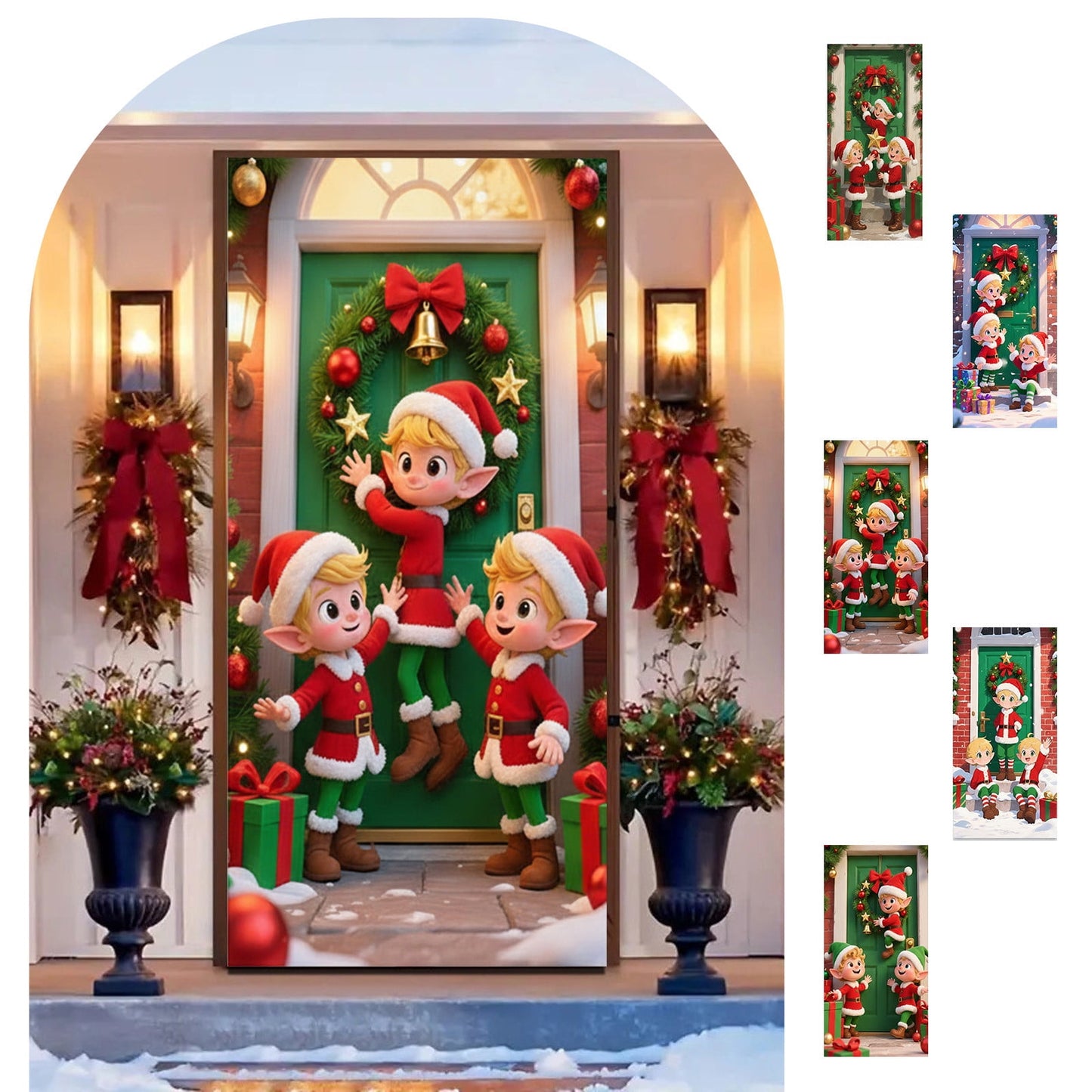 Christmas Door Cover 185*90/180*90Cm,Christmas Door Curtain Ensigns Outdoor Photo Christmas Day Party Elves Celebration Decoration Background Hanging Decoration Hanging Fabric