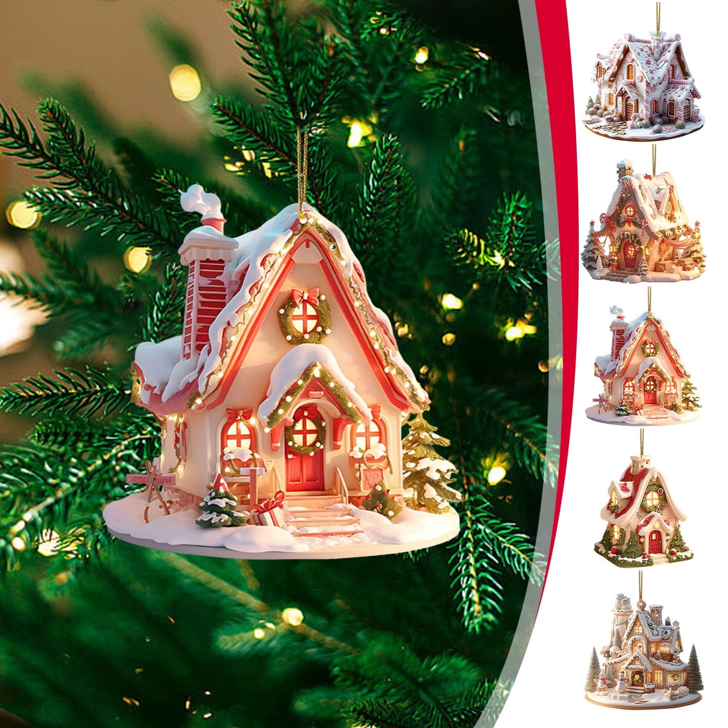 Christmas House, Christmas Snow House,Christmas Acrylic Ornaments Holiday Hanging Christmas Hanging Decoration Christmas Tree Decoration Exquisite House Acrylic Hanging Decoration,Lightweight