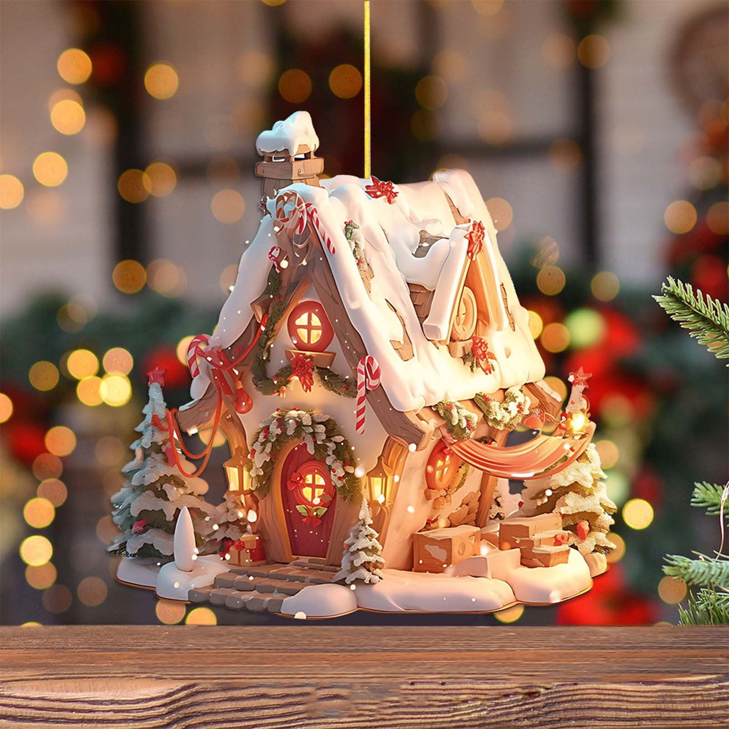 Christmas House, Christmas Snow House,Christmas Acrylic Ornaments Holiday Hanging Christmas Hanging Decoration Christmas Tree Decoration Exquisite House Acrylic Hanging Decoration,Lightweight