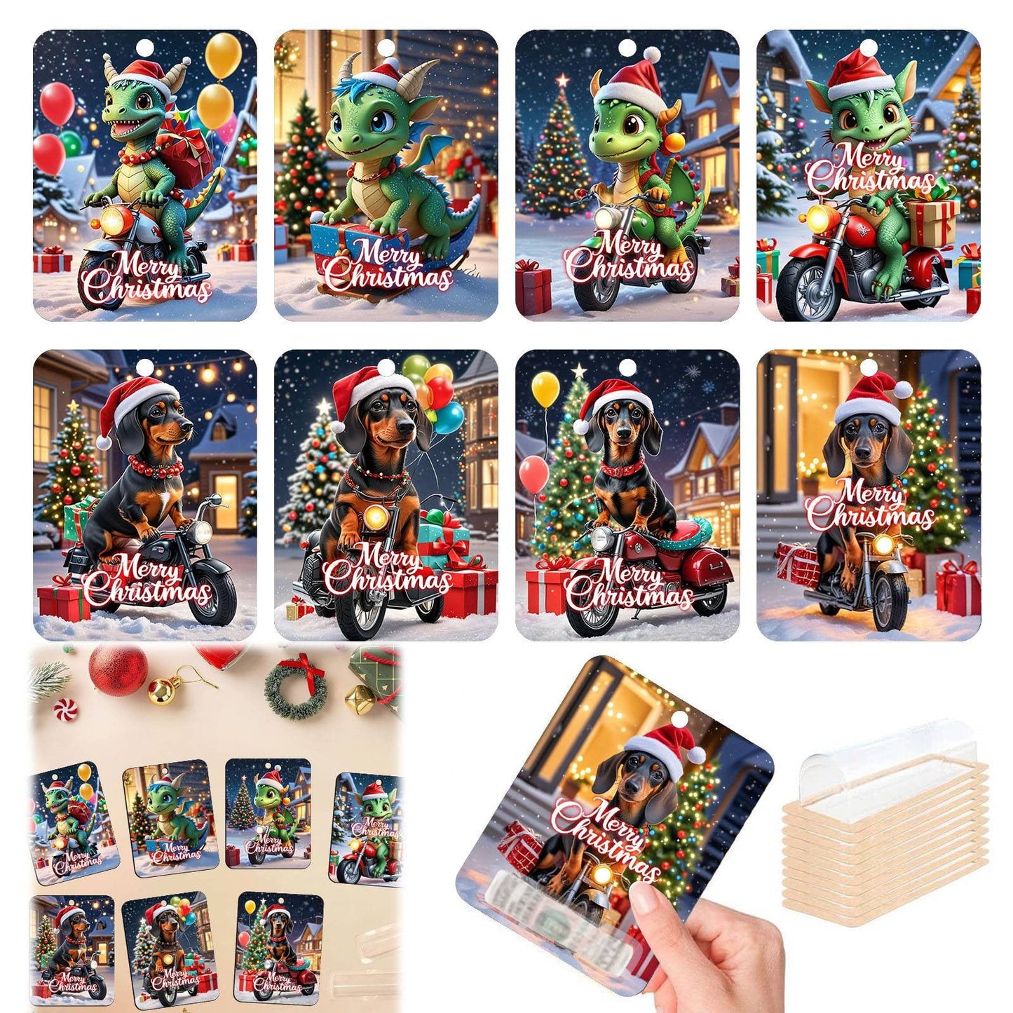 Christmas Money Holders Ornaments, 8pcs Christmas Money Holders for Cash Gift, Unique Cash Gift Card Holders for Christmas Tree Hanging Decoration