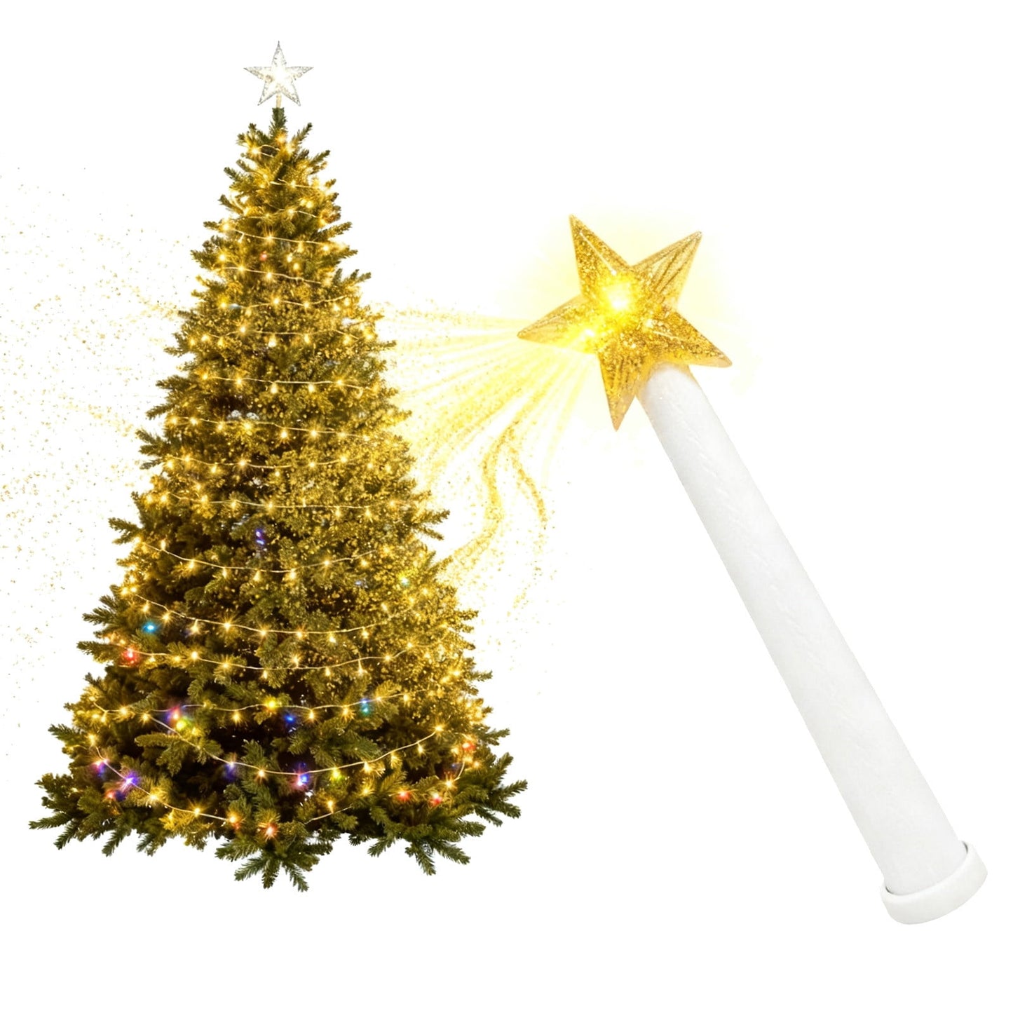 Christmas Stick Tree-Shaped Light Controller White Star Glowing Christmas Decoration Christmas Tree Light Control Stick