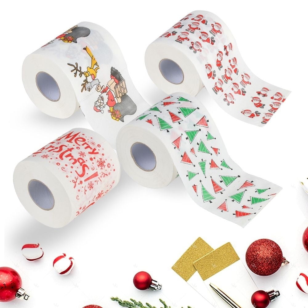 Christmas Toilet Paper Roll,4pack Funny Santa Claus Toilet Paper Bathroom Decor, Novelty Christmas Printed Toilet Tissue, Festive and Fun Bathroom Essential for the Holidays,christmas decorations