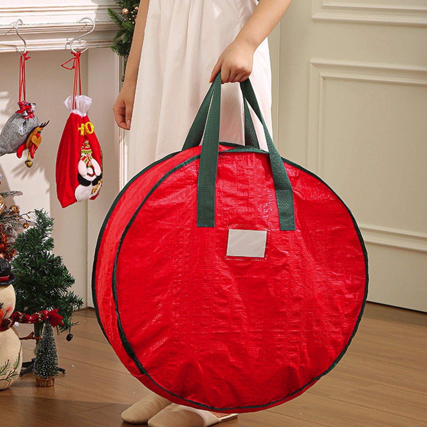 Christmas Wreaths For Front Door,Christmas Tree Bag,Christmas Tree Storage,Christmas Door Cover,Christmas Wreath Storage Bag,Carry Handles And Card Slot Waterproof Clothes Storage Bag Moving Bags