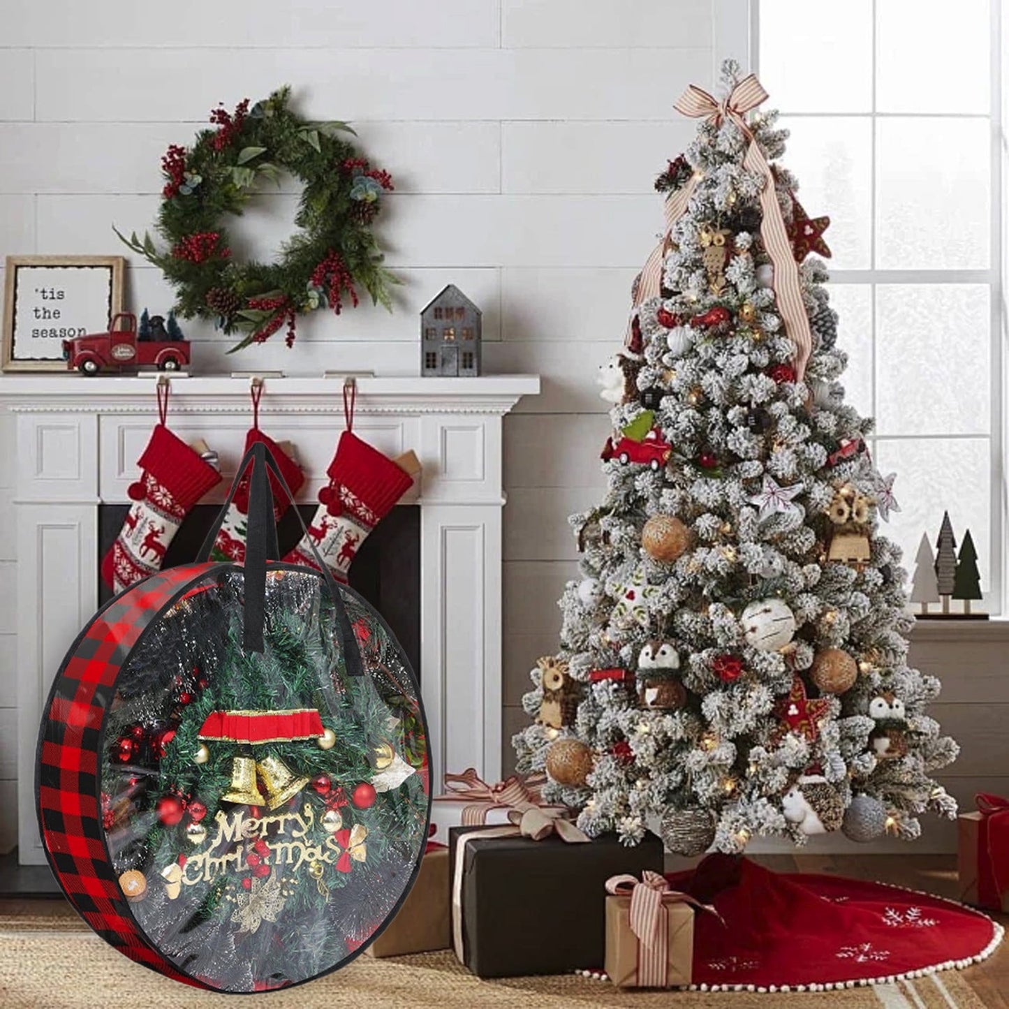 Christmas Wreaths For Front Door,Christmas Tree Bag,Christmas Tree Storage,Christmas Door Cover,Christmas Wreath Storage Bag,Carry Handles And Card Slot Waterproof Clothes Storage Bag Moving Bags