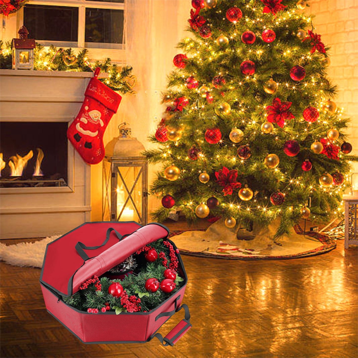 Christmas Wreaths For Front Door,Christmas Tree Bag,Christmas Tree Storage,Christmas Door Cover,Christmas Wreath Storage Bag,With Handles Waterproof Clothes Storage Bag Moving Bags
