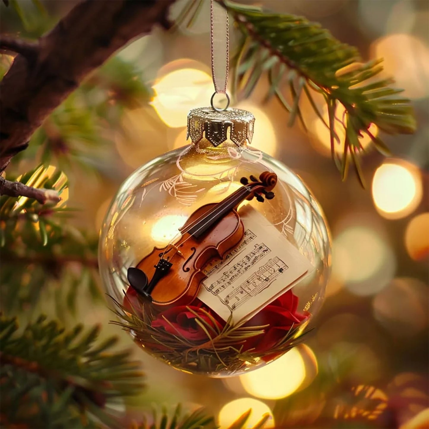 Clear Christmas Ball Musical Christmas Ornament For Tree,3.15'' Music Notes Balls Music Themed Hanging Ornaments,Musical Notes Christmas Ornament,Gift Xmas Tree Decorations