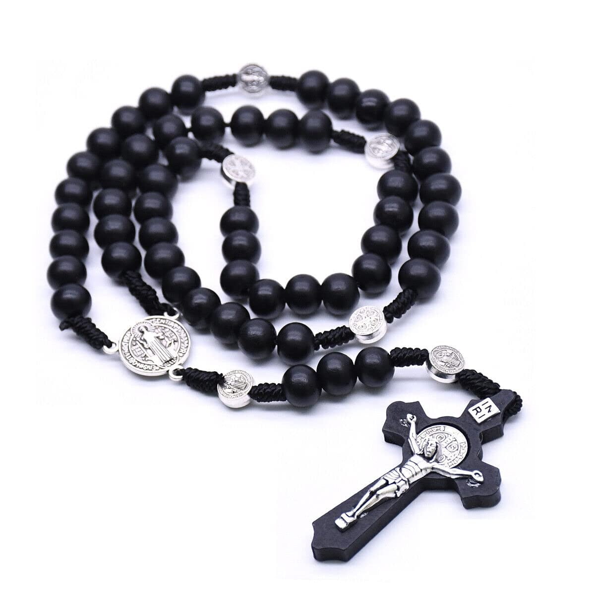Handmade Wooden Catholic Rosaries, Rosary Beads Necklace Metal Cross Christian Prayer Holy Soil Medal & Metal Cross For Catholic Or Christian Gift halloween decorations