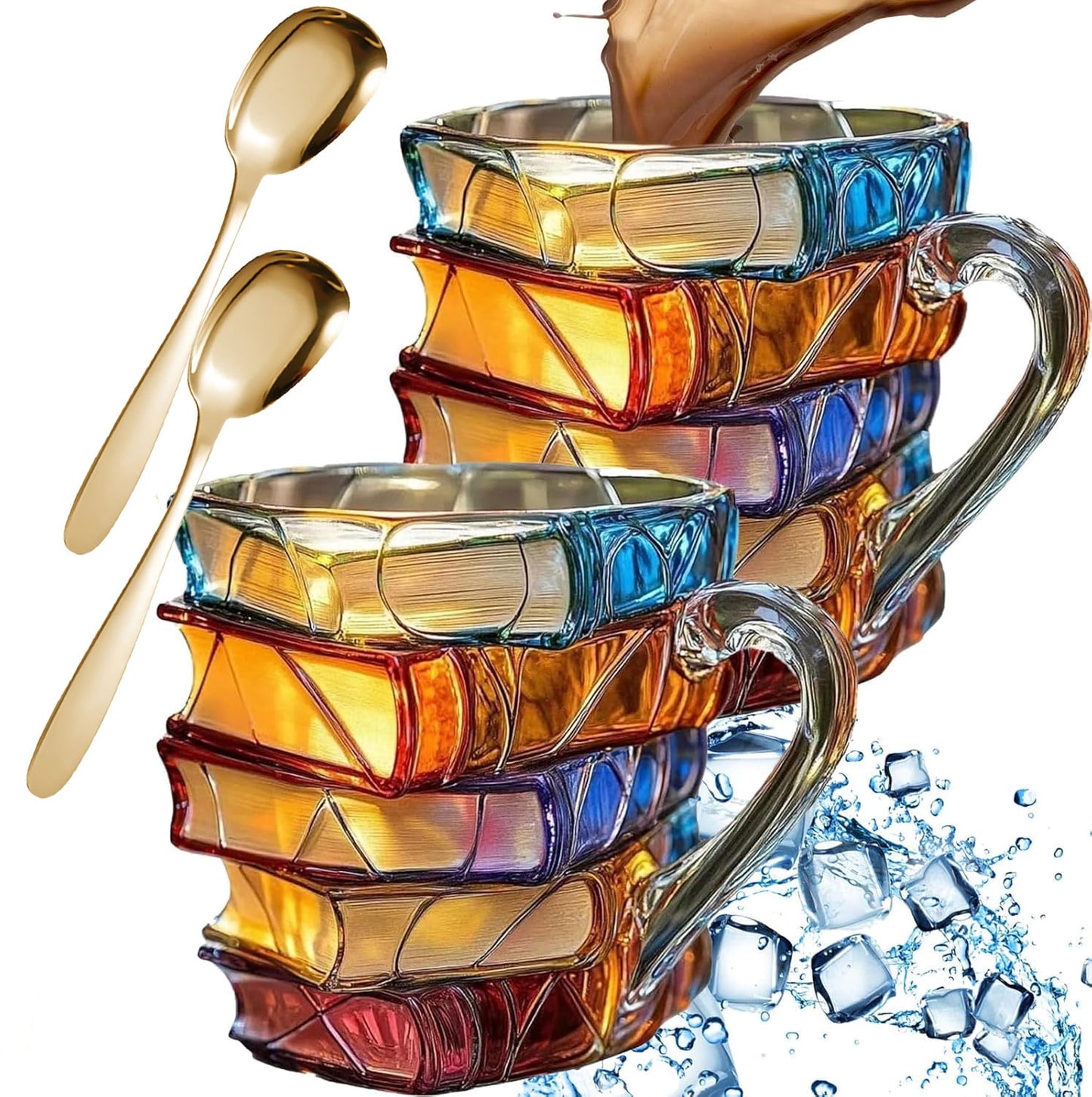 Painted Book Mug, Novelty 3D Painted Books Coffee Mug,Stackable Coffee Mugs,Vintage Coffee Mugs,Nique Books Stack Coffee Cup,Collection Gifts For Literature Lovers£¬