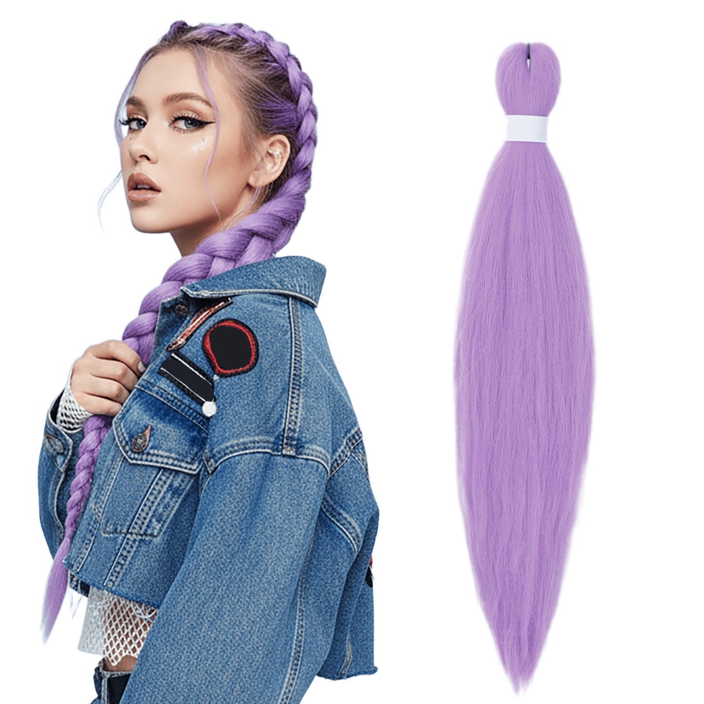 Purple Braiding Hair Extensions,Pre Stretched Synthetic Purple Braiding Braiding Hair Extensions For Braids, Purple Hair Extensions For Stage Party Halloween Costume ,26 Inch