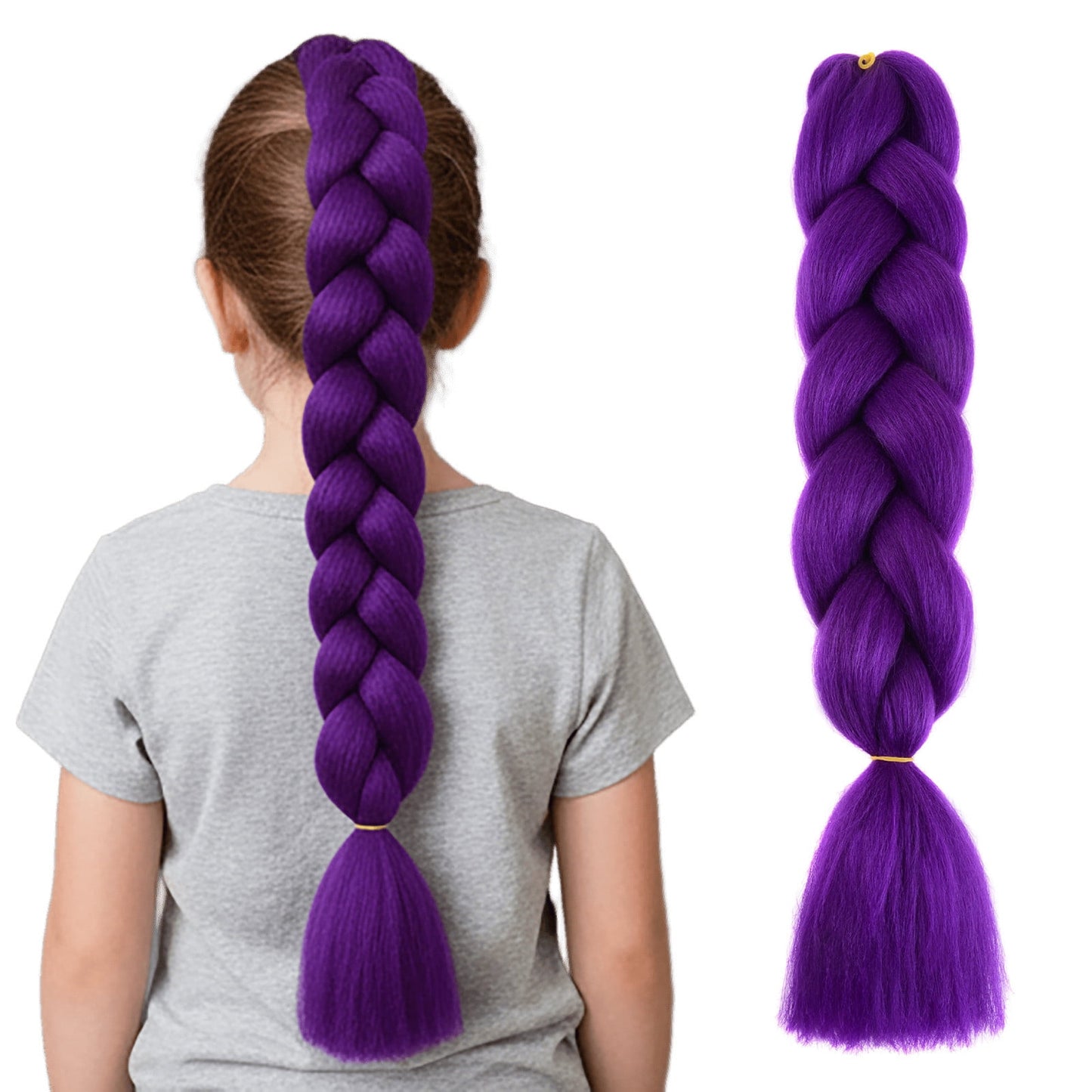 Purple Braiding Hair Extensions,Pre Stretched Synthetic Purple Braiding Braiding Hair Extensions For Braids, Purple Hair Extensions For Stage Party Halloween Costume ,24 Inch