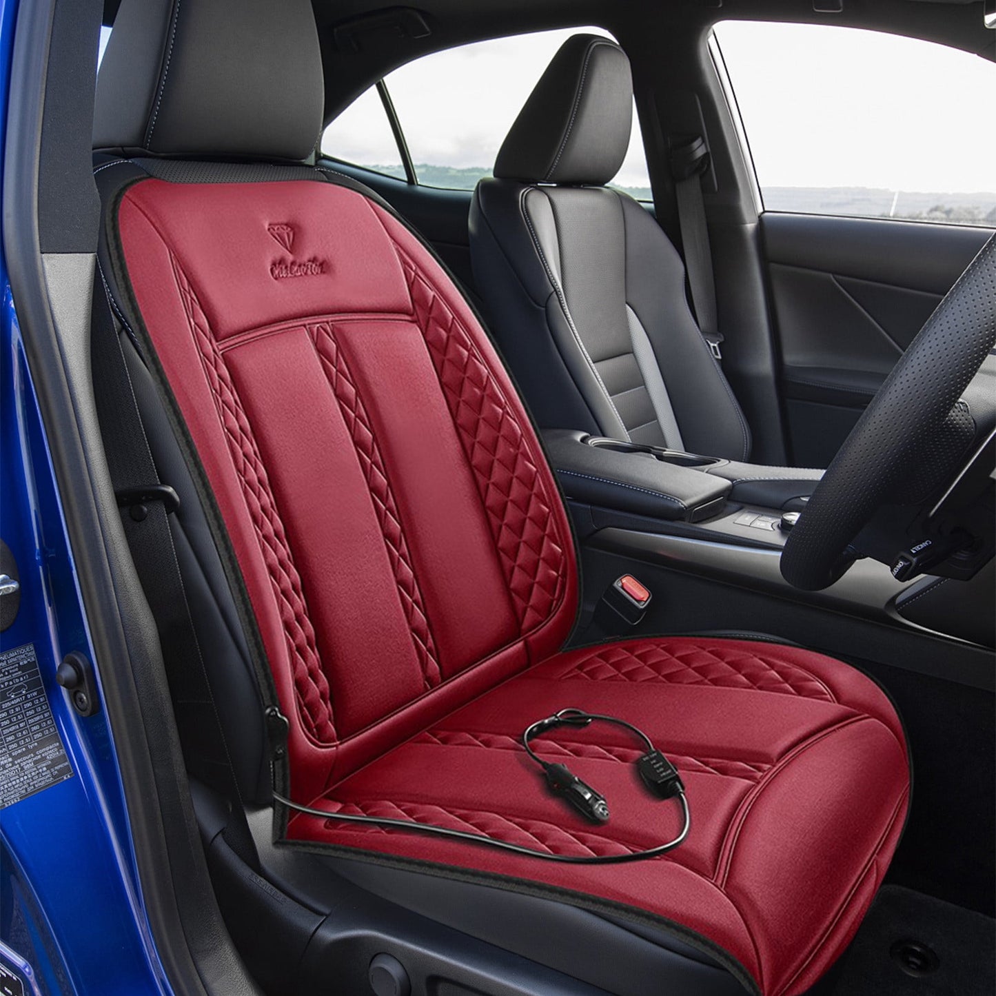 Heated Car Seat Cushion!Quick Heating Car Seat Cushion Winter Plush Seat Cushion Electric Heating Car Universal Warm Car Seat Cushion,Red
