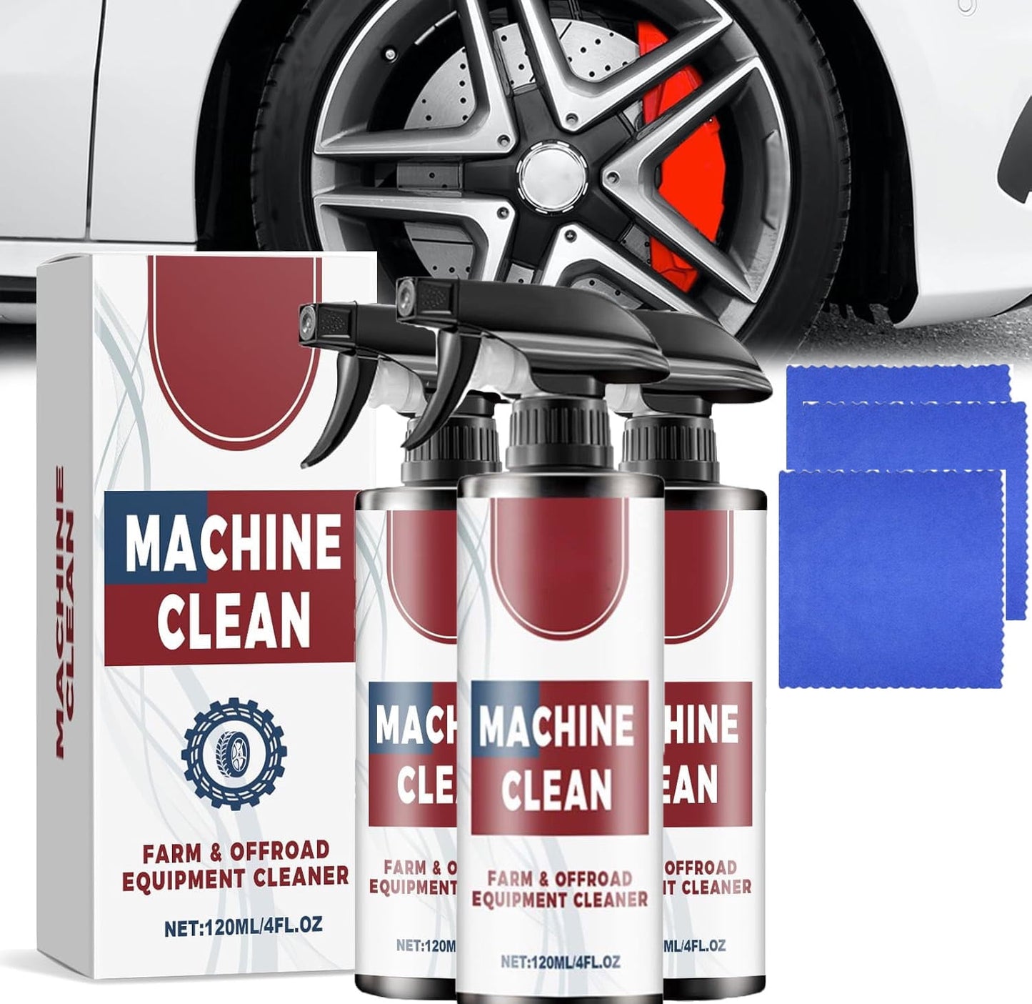 Machine Clean Outdoor All-Purpose Cleaner,Off Road Wash,Heavy-Duty Outdoor All Purpose Cleaner,Farm & Offroad Equipment,Car Tire Foam Cleanerremove Dirt, Oil,3Pcs