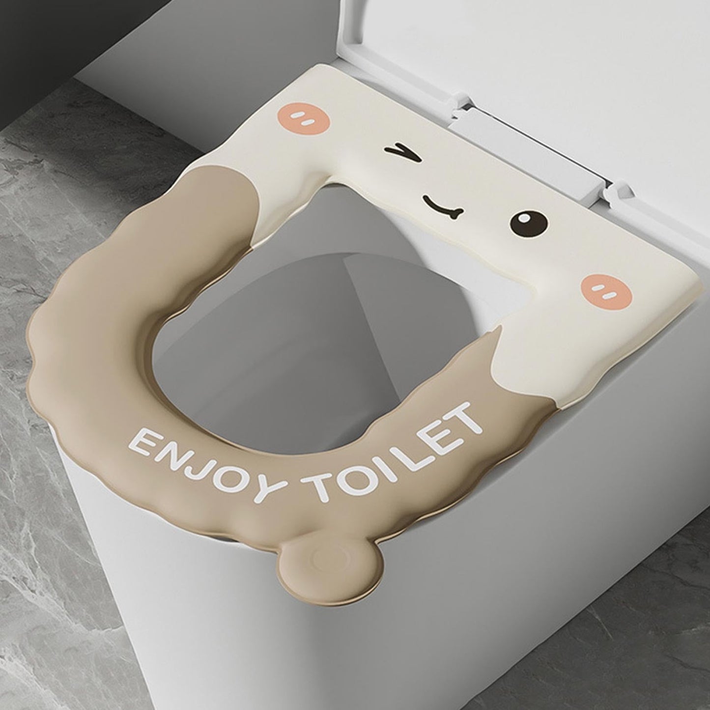 Cute Eva Waterproof Toilet Seat Cover - Thickened Toilet Seat Cover, High-Elasticity Soft Cushion,All-Season No-Wash Toilet Seat Ring Adhesive Type,Toilet Types With Hygienic Handle