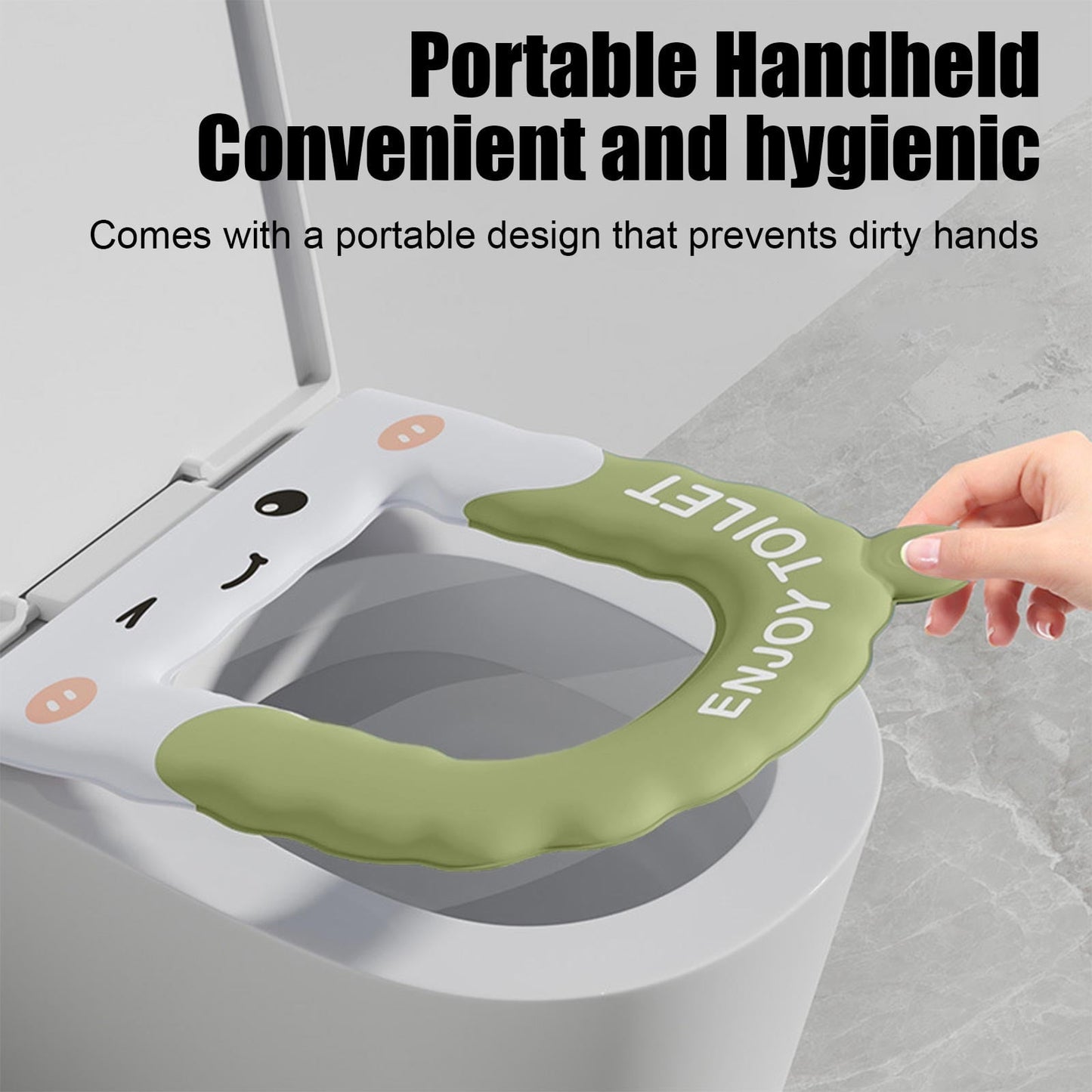 Cute Eva Waterproof Toilet Seat Cover - Thickened Toilet Seat Cover, High-Elasticity Soft Cushion,All-Season No-Wash Toilet Seat Ring Adhesive Type,Toilet Types With Hygienic Handle
