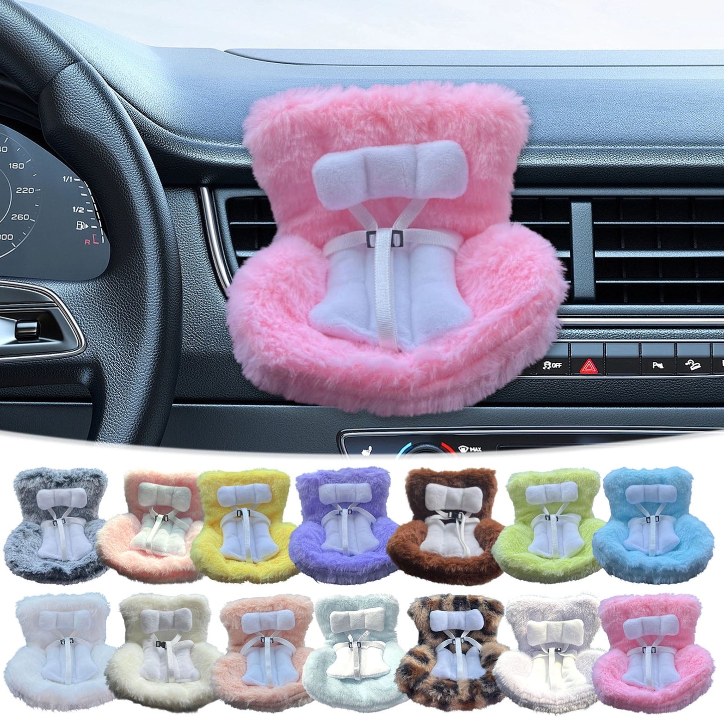 Doll Car Seat For 10-17Cm Dolls,Baby Doll Car Seat With Air Vent Clip And Desktop Stand,Cute And Functional Car Ornament For Blind Box Doll Fans, Fashionable Car Decoration Accessories