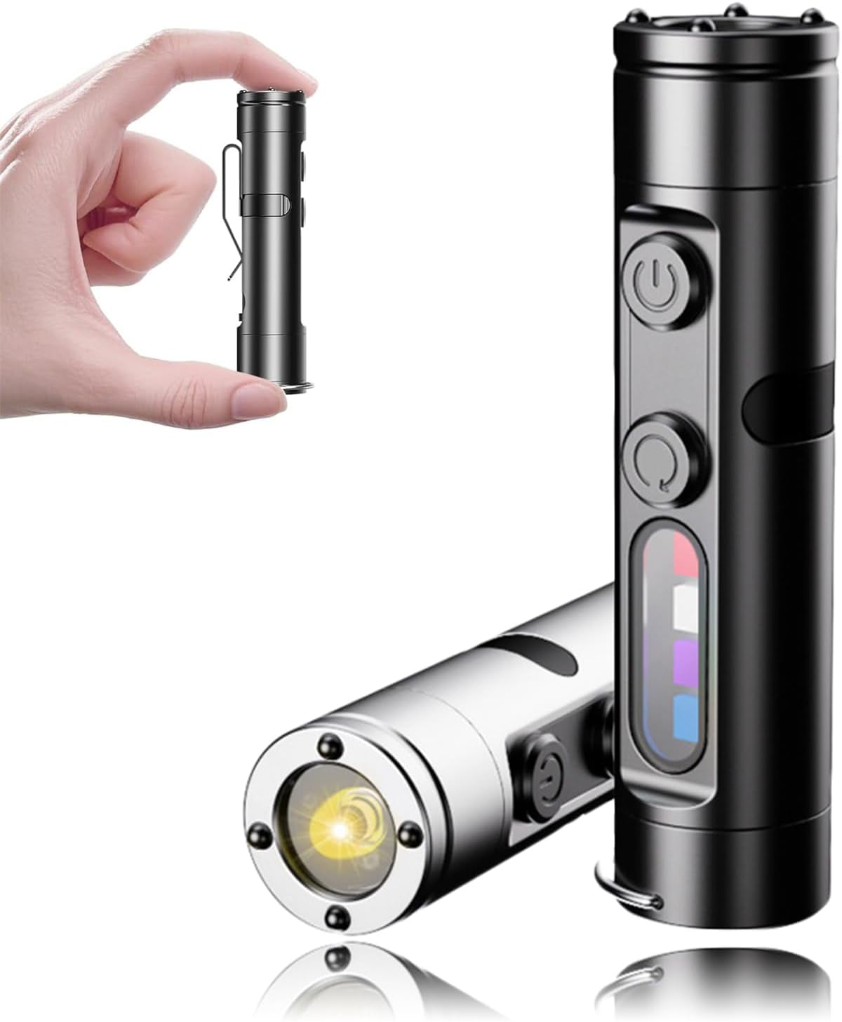 Mini Rechargeable Edc Flashlight,500 Lumens 10 Hours Led Rechargeable Flashlight Magnetic Pocket Keychain Flashlight With Hat Clip, Waterproof, 3 Brightness For Camping, Emergency