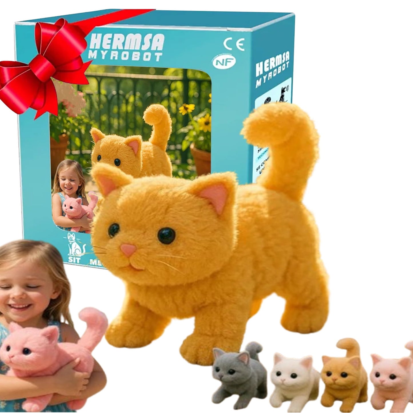 My Realistic Cat Toy-Robot Cat Bring Endless Joy and Warmth,Ai Robot Kitten, Realistic Cat Stuffed Animal,That Acts Like a Real Cats,Toy Cats That Walks, Meows & Tail Wagging£¬Yellow
