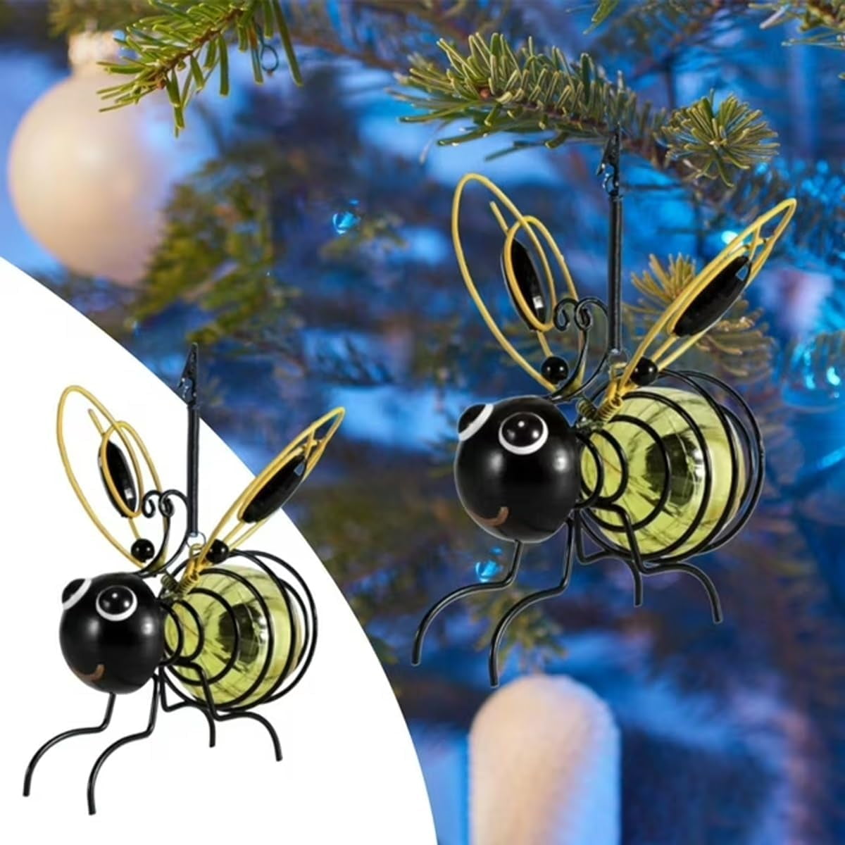 Solar Bees Lights Outdoor,Outdoor Hanging Solar Bee Simulation Lights, Solars Bee Simulation Lights, Waterproof Bumble Bees Solar Light for Party Festivals Garden Decor Gifts