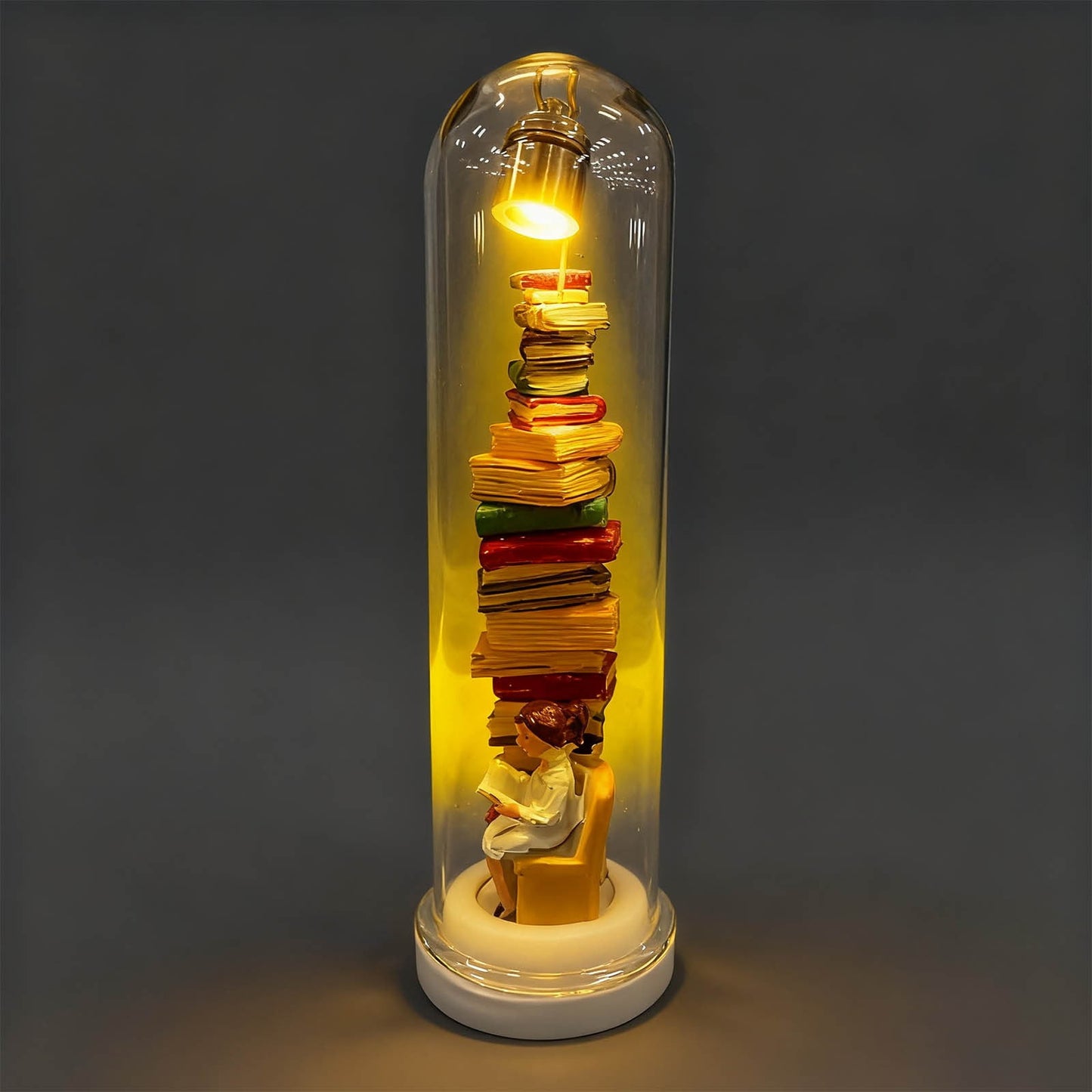 Decorative Reader Night Light,3D Miniature Book Lovers Sculpture Led Light, Led Resin Stained Stacked Books Lamp,Led Reader Night Light Mini Book Enthusiast Sculpture Mini Books Led Light Ornaments