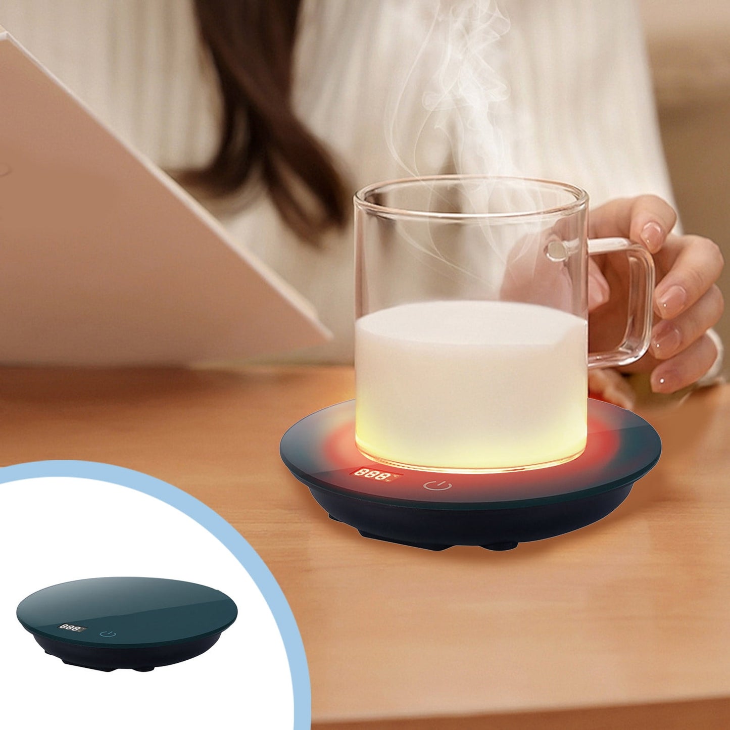 Digital Display Coffee Mug Warmer For Desk,Cup Warmer For Desk,Automatic Three Speed Temperature Adjustmentfor Desk Home Office Coffee Cup Warmer For Coffee Milk Tea Hot Chocolate
