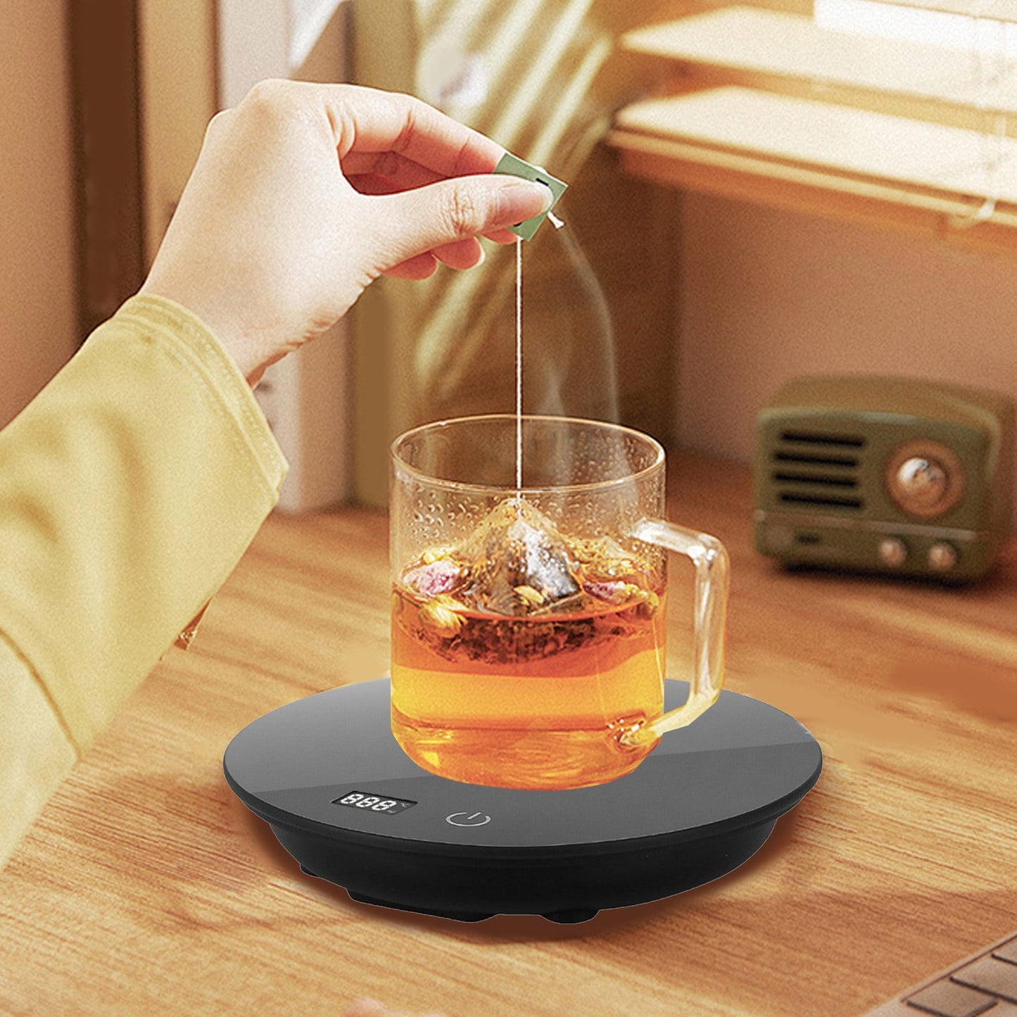 Digital Display Coffee Mug Warmer For Desk,Cup Warmer For Desk,Automatic Three Speed Temperature Adjustmentfor Desk Home Office Coffee Cup Warmer For Coffee Milk Tea Hot Chocolate