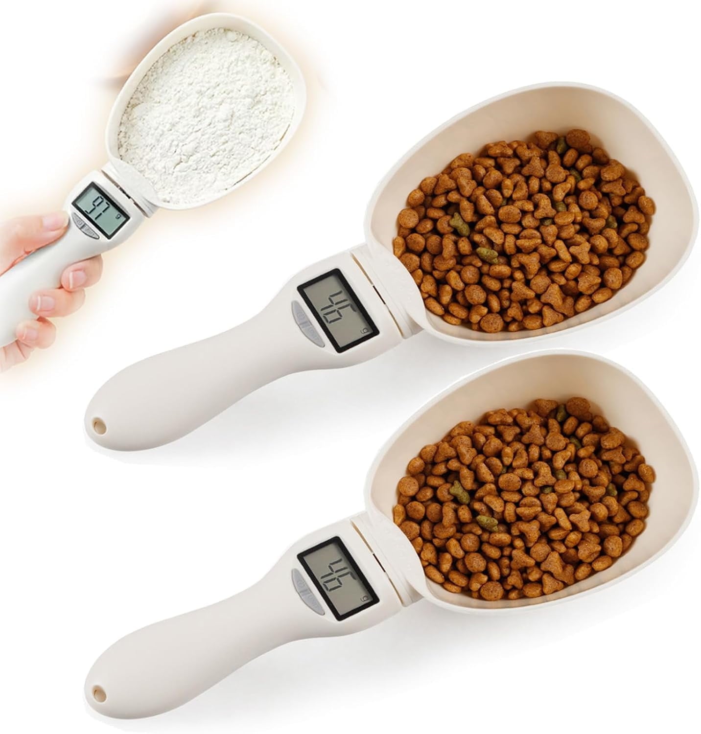 Digital Measuring Spoon Scale for Food,Food Measuring Scoop Scale, High Precision Electronic Weighing Spoon Scale with LCD Screen,Smart Food Scale Kitchen Gadgets for Dispensing Food and Condiments,2P
