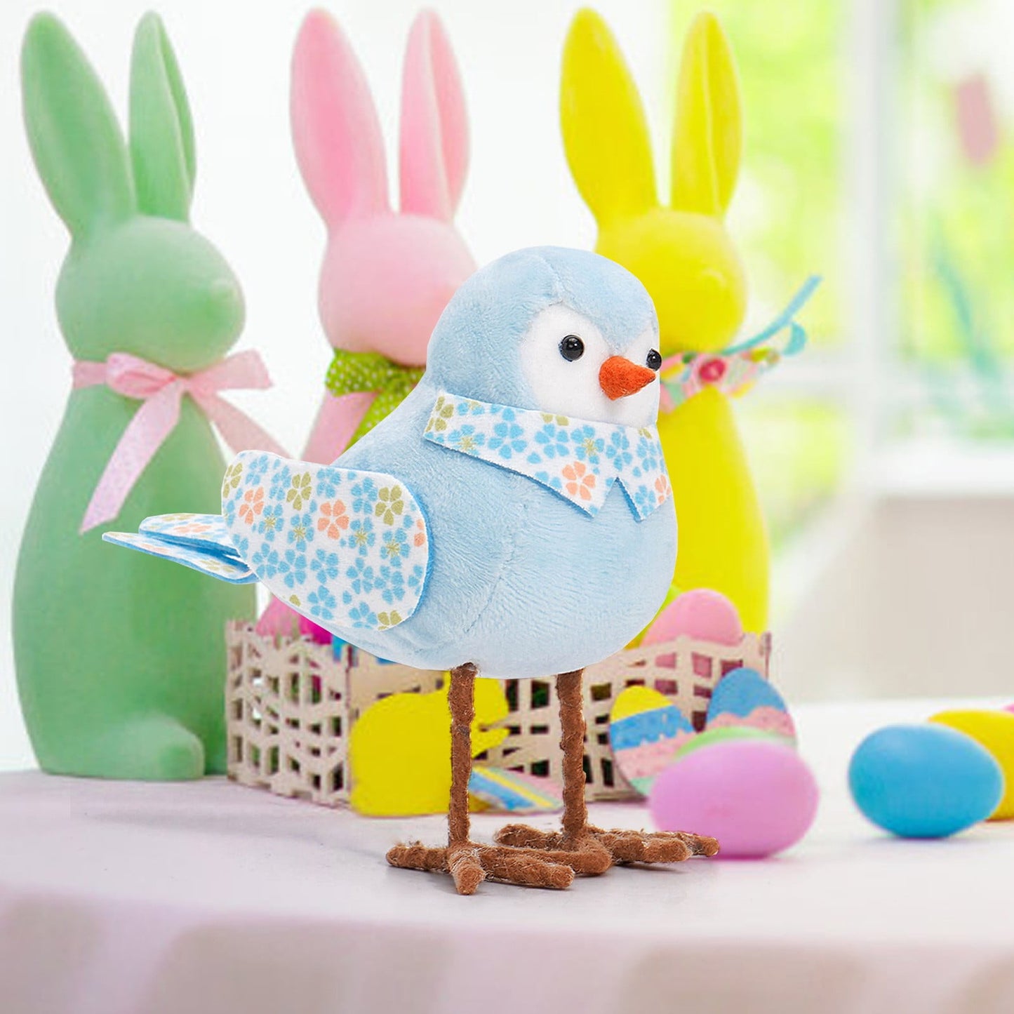 Easter Small Pink Fabric Bird Tabletop Decoration, Easter Decorations, Birds Decorations Window Displays Props Festive Decorations,Easter Decor
