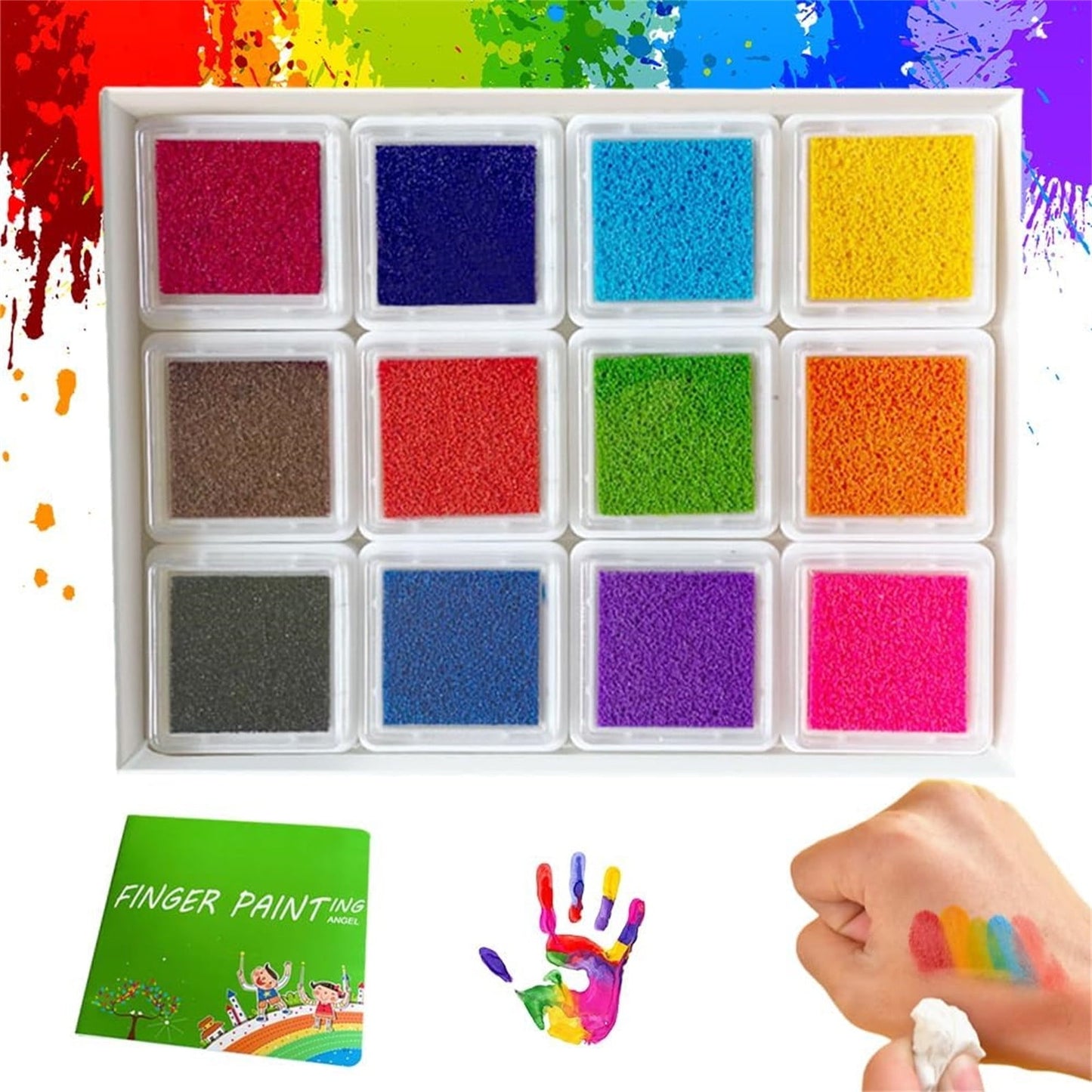 Funny Finger Painting Kit,Finger Paint,12 Color Washable Finger Paint Set With Book For Kids, Finger Painting For Toddlers 1-3,Diy Crafts Finger Paint Sets For Children'S Day Christmas Art Painting