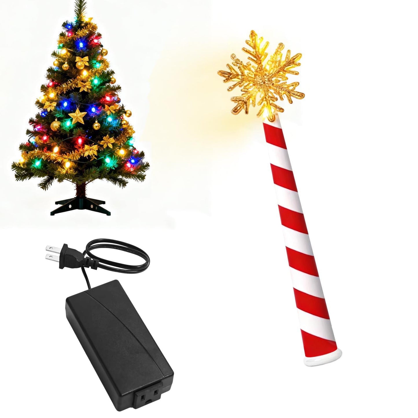 Glowing Christmas Tree Light Controller,Christmas Tree-Shaped Light Controller Red And White Striped Star Glowing Christmas Decoration Christmas Tree Light Control Stick,Pink And Snowflake