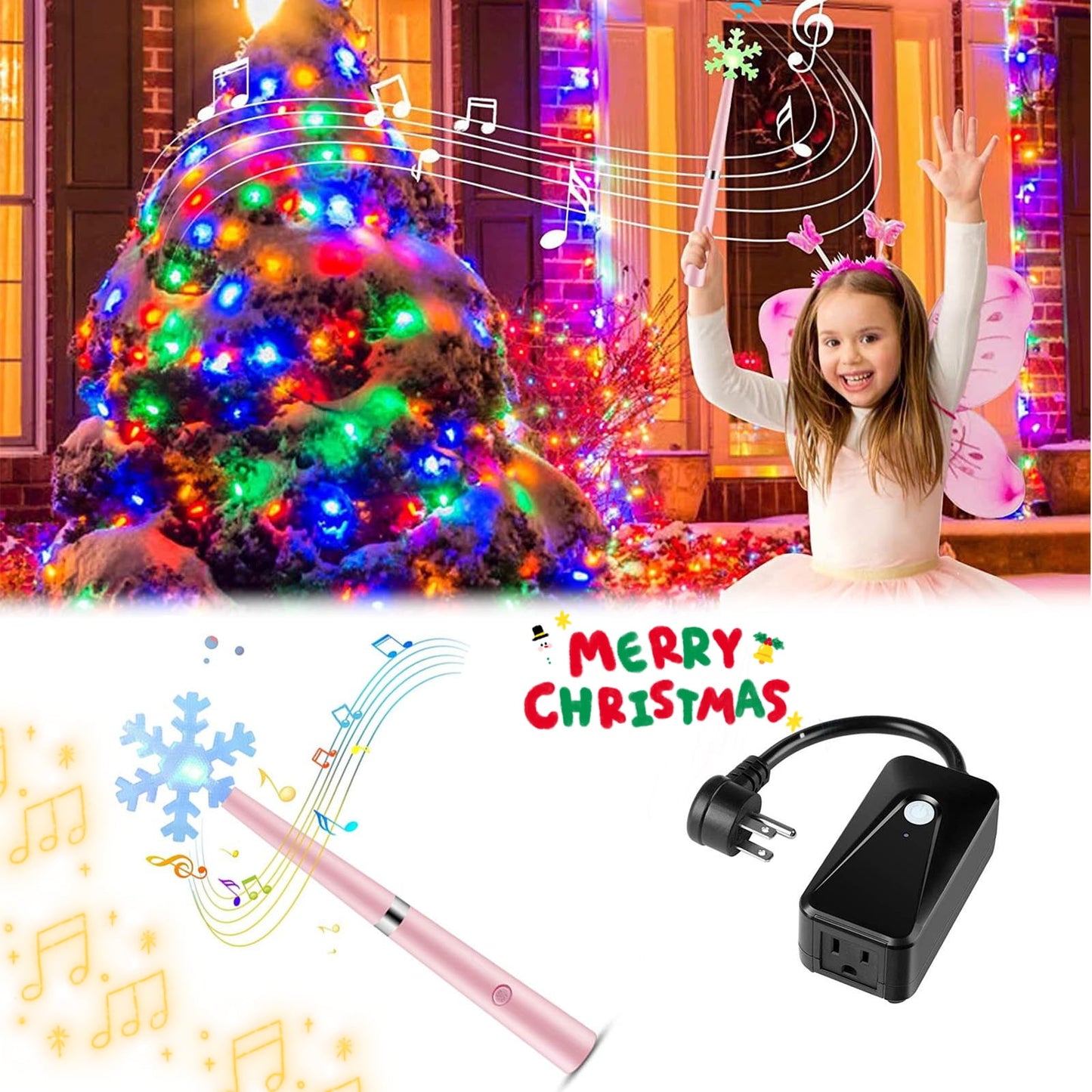 Glowing Christmas Tree Light Controller,Christmas Tree-Shaped Light Controller Red And White Striped Star Glowing Christmas Decoration Christmas Tree Light Control Wand,Pink And Snowflake