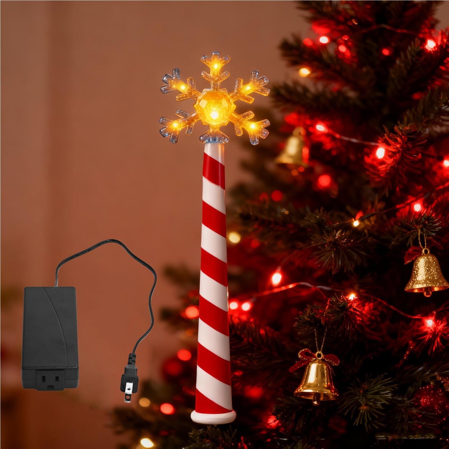 Glowing Christmas Tree Light Controller,Christmas Tree-Shaped Light Controller Red And White Striped Star Glowing Christmas Decoration Christmas Tree Light Control Stick,Pink And Snowflake