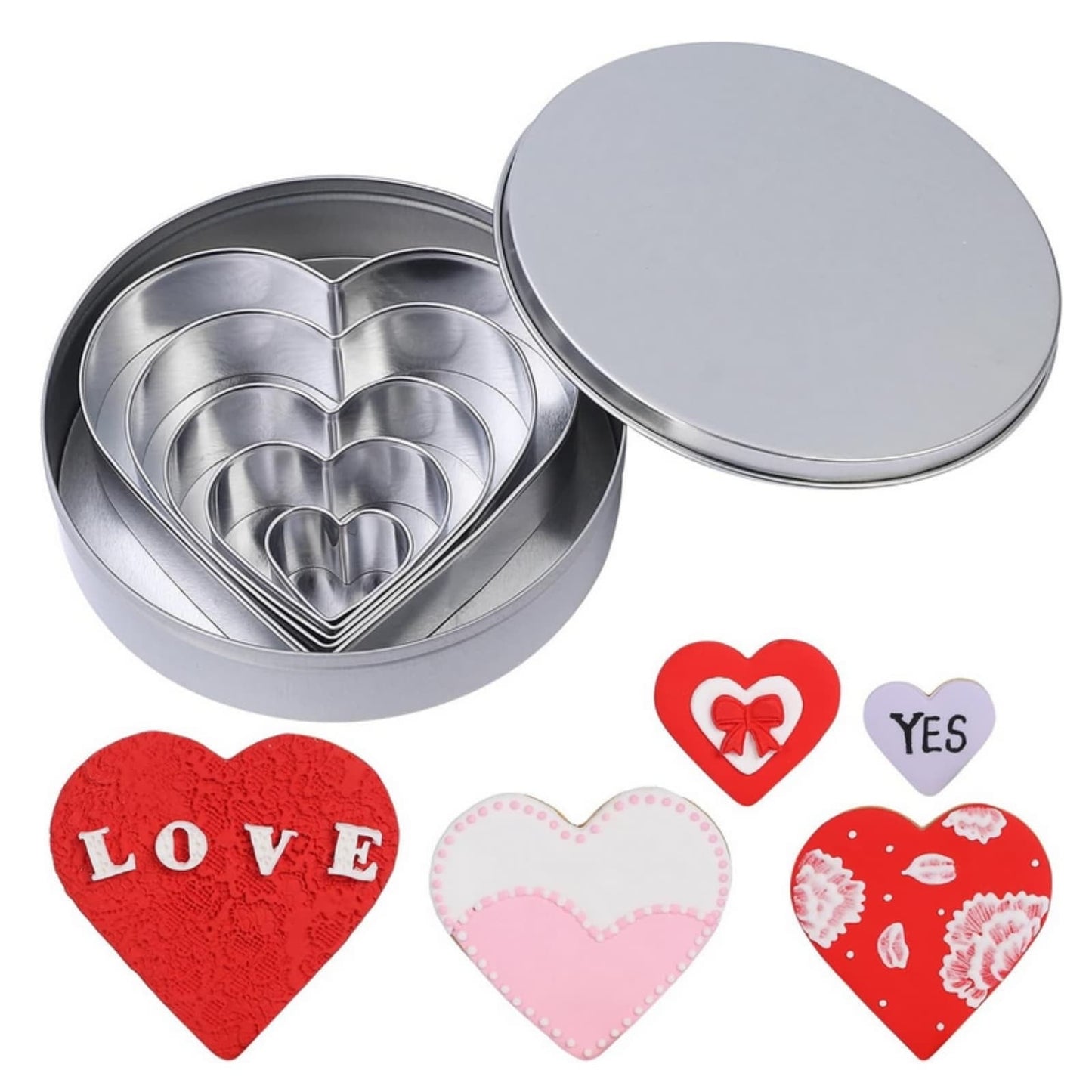 Heart Shaped Cookie Cutter£¬Heart Cookie Cutter Set - 6 Pcs Heart Shaped Cookie Cutters For Valentines Day Holiday Birthday Party - Stainless Steel Heart Cookie Cutter