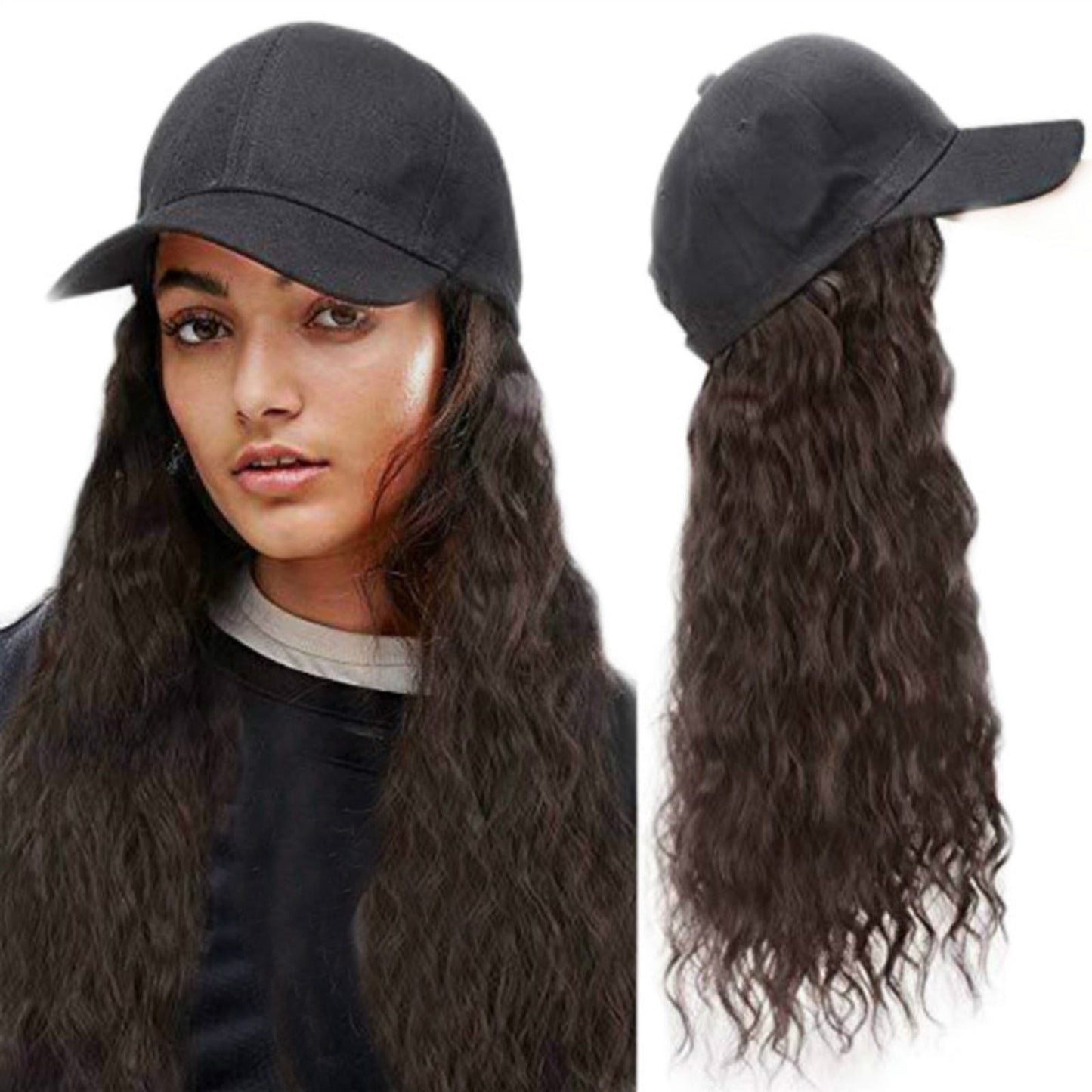 Human Hair Wigs,CELNNCOE Long CurlsWig Cap Long Hair Baseball Cap Ball Caps Casual Hat With Wig