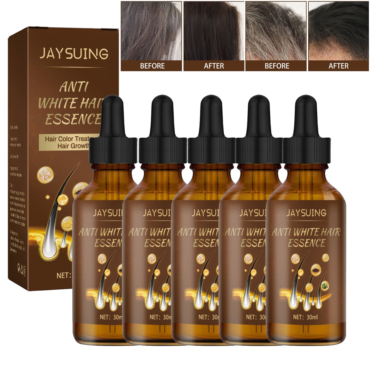 Kehuo Anti-Gray Hair Serum,Hair Growth Essential Oil Hair Care to Repair Hair Frizz and Help Growth 30ml, Beauty & Personal Care