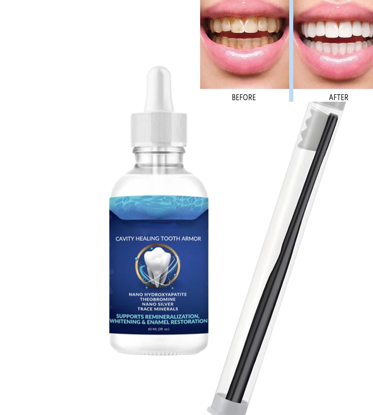 Banzch Dentite Cavity Healing Tooth Armor with Toothbrush,Cavity Healing Tooth Armor Liquid Helps Keep Gum Healthy,Whitening & Enamel Restoration